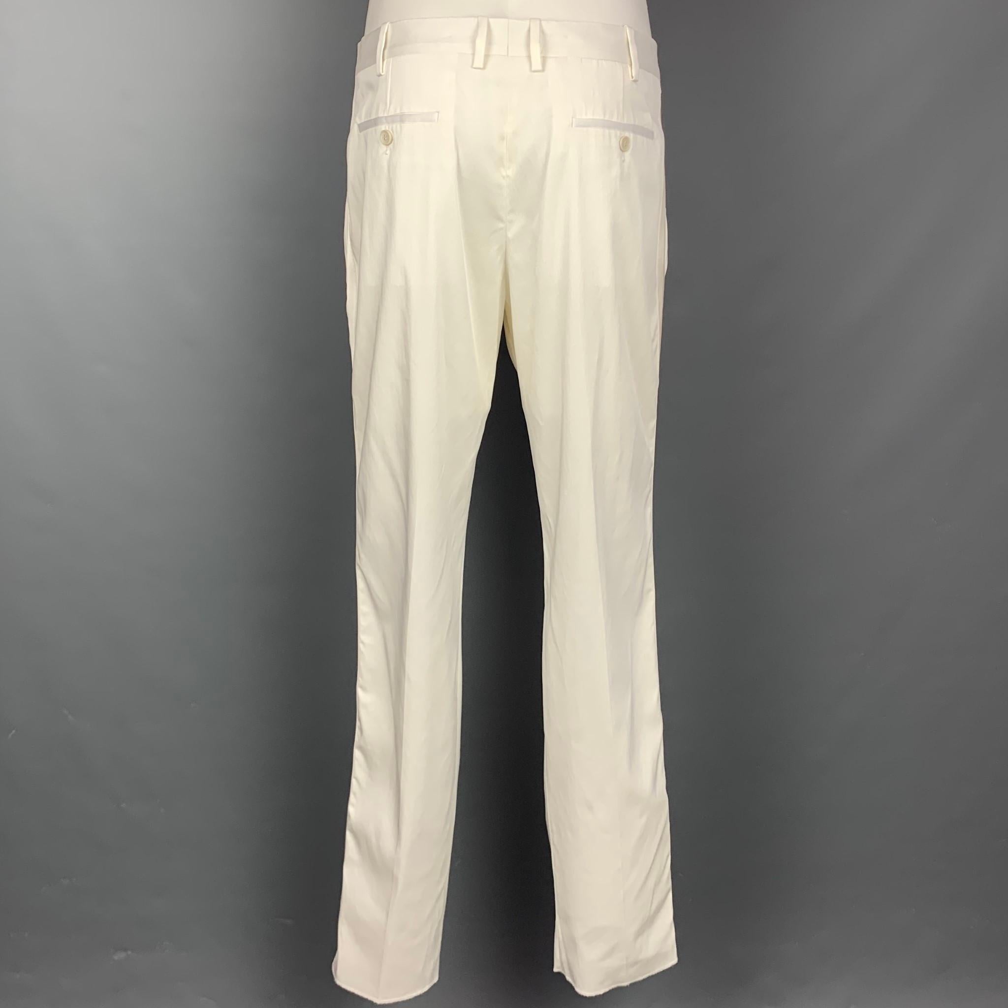 Men's NEIL BARRETT Size 40 White Tencel Blend Notch Lapel Tuxedo Suit