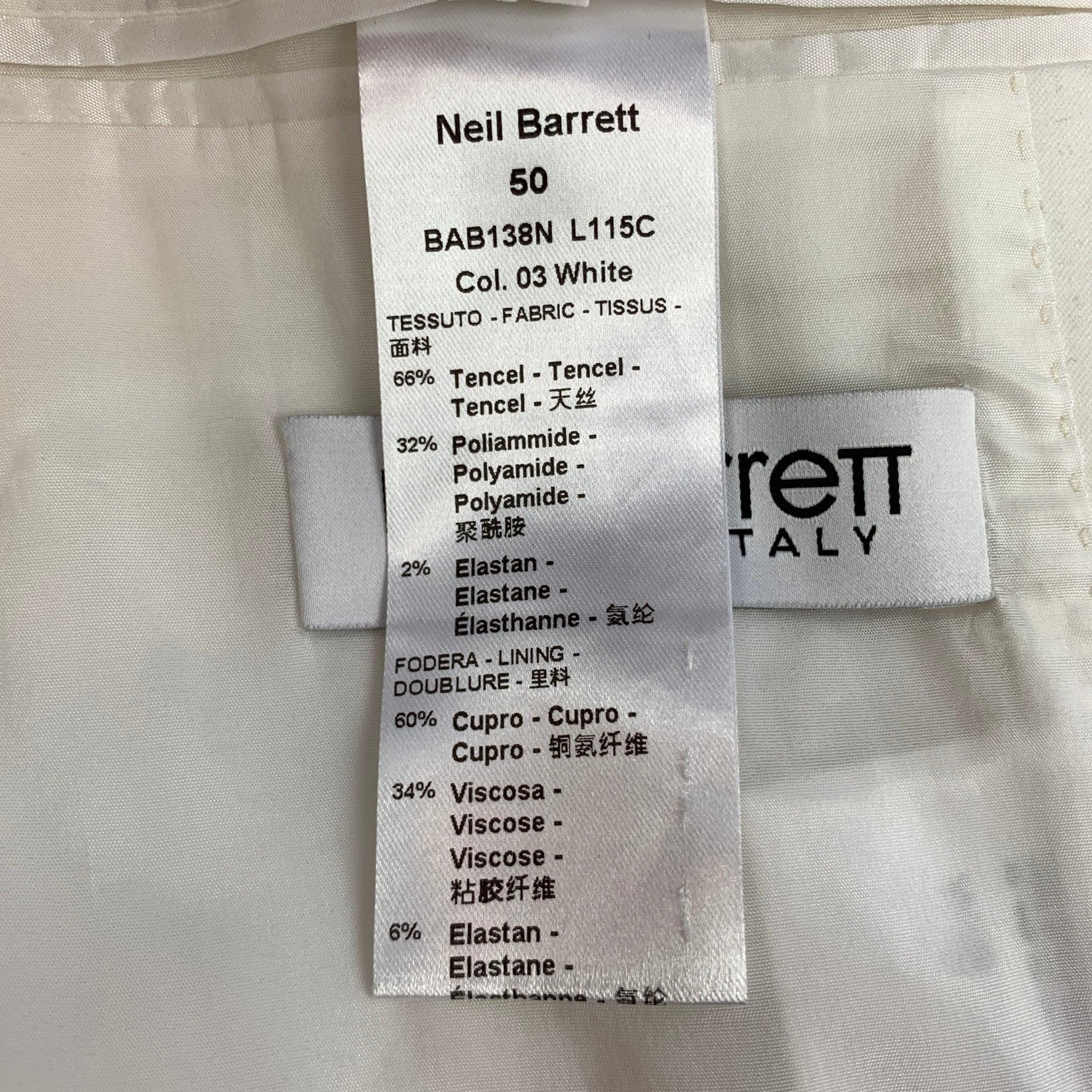 NEIL BARRETT Size 40 White Tencel Blend Notch Lapel Tuxedo Suit For Sale 3