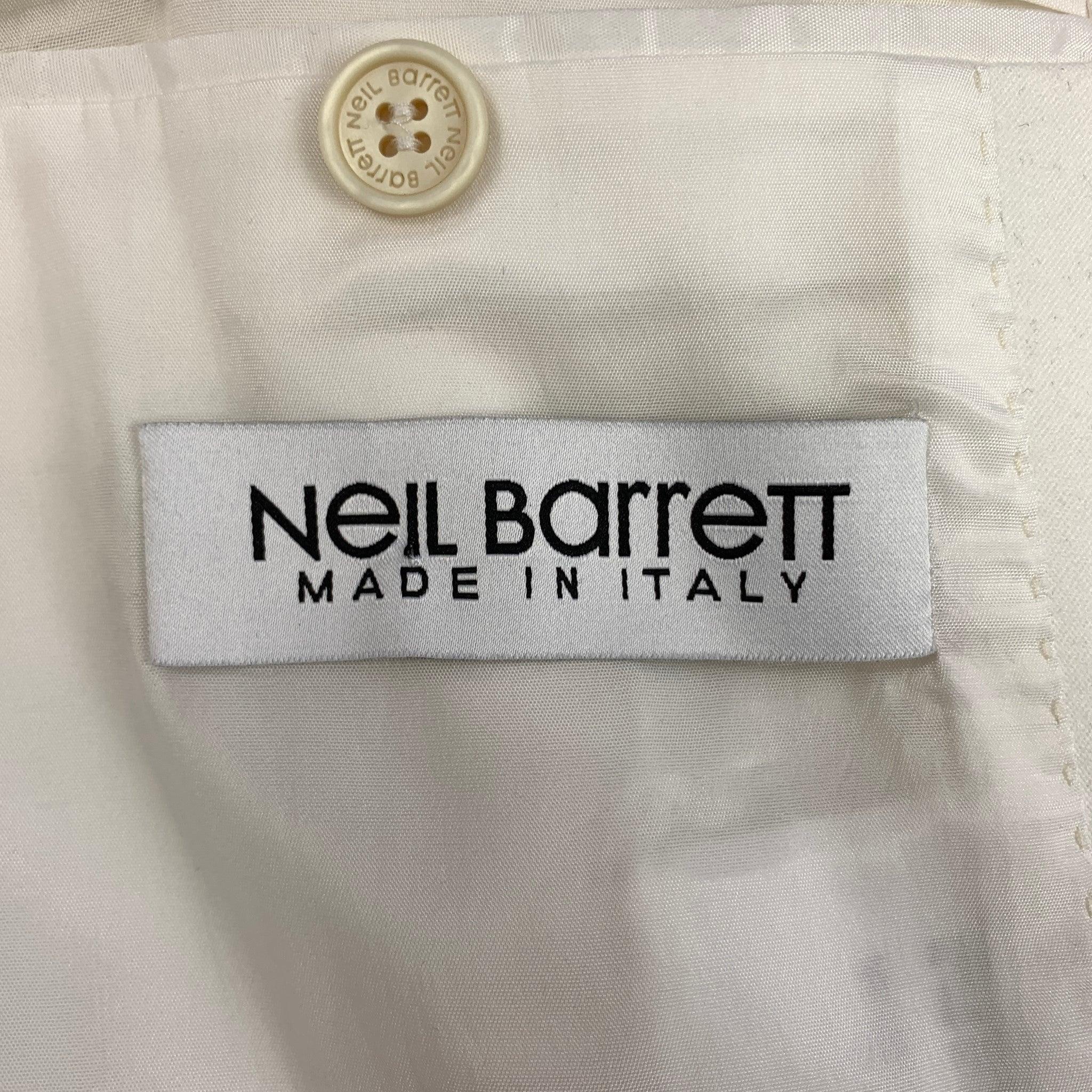 NEIL BARRETT Size 40 White Tencel Blend Notch Lapel Tuxedo Suit For Sale 4
