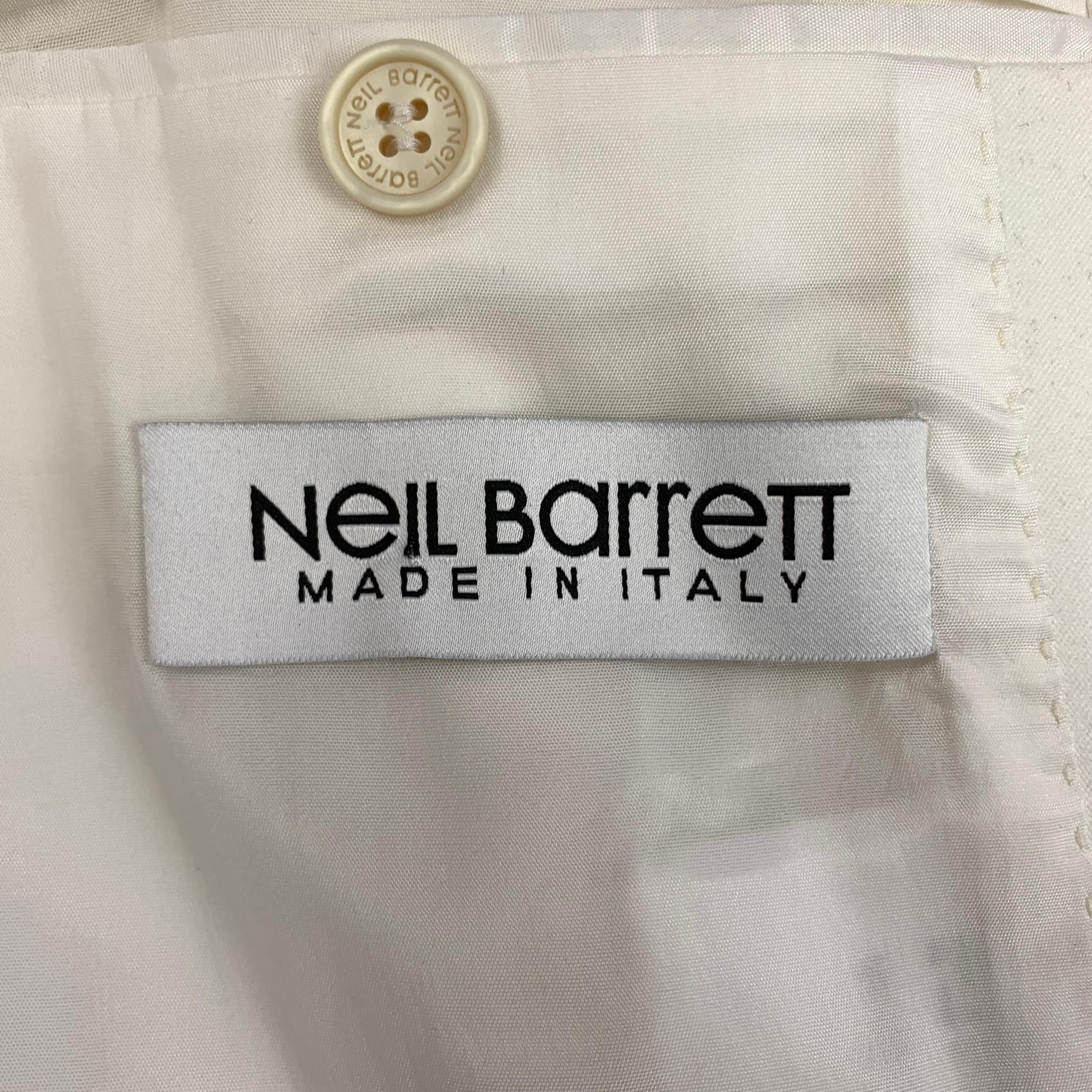 NEIL BARRETT Size 40 White Tencel Blend Notch Lapel Tuxedo Suit 2