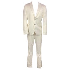 NEIL BARRETT Size 40 White Tencel Blend Notch Lapel Tuxedo Suit