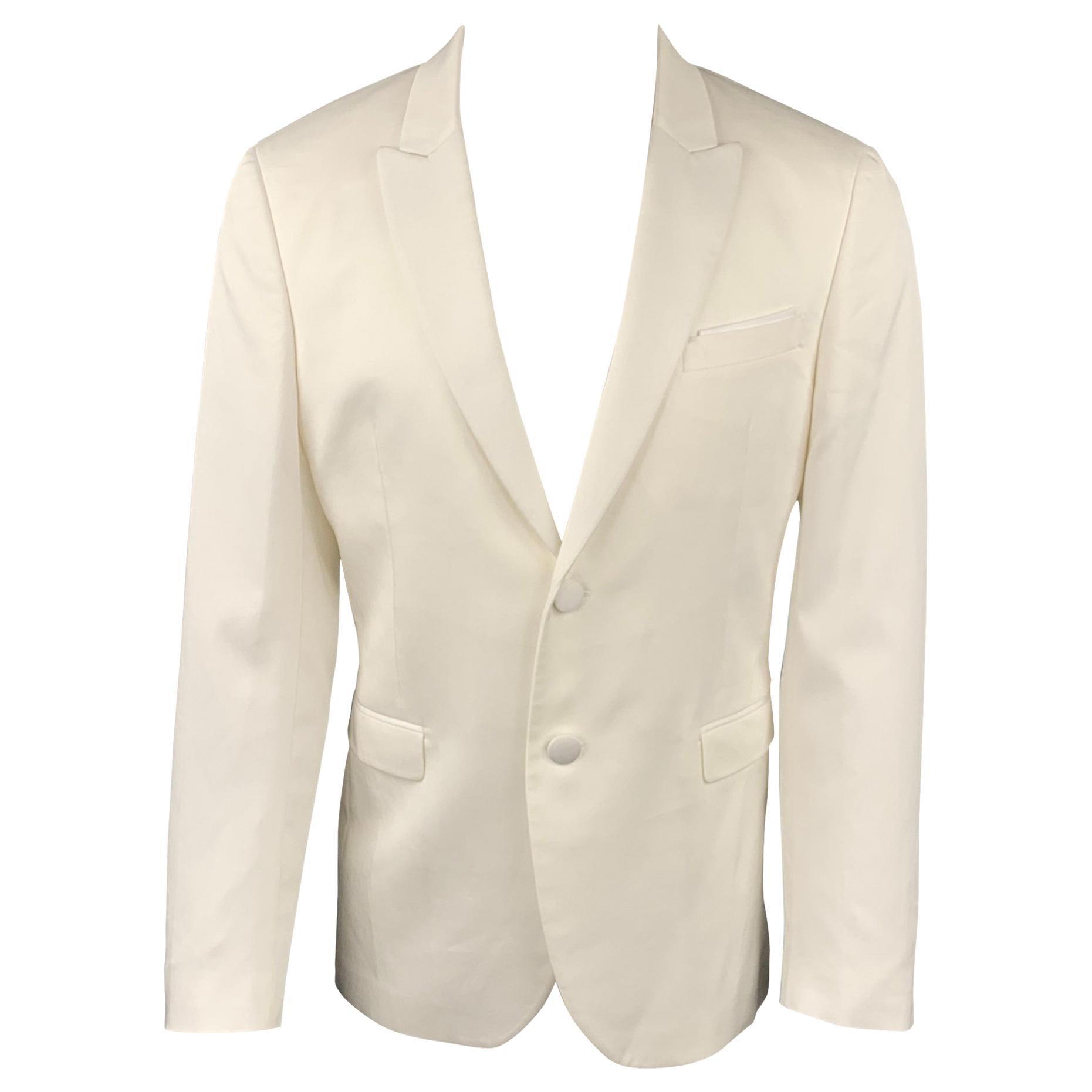 NEIL BARRETT Size 40 White Tencel Blend Peak Lapel Sport Coat