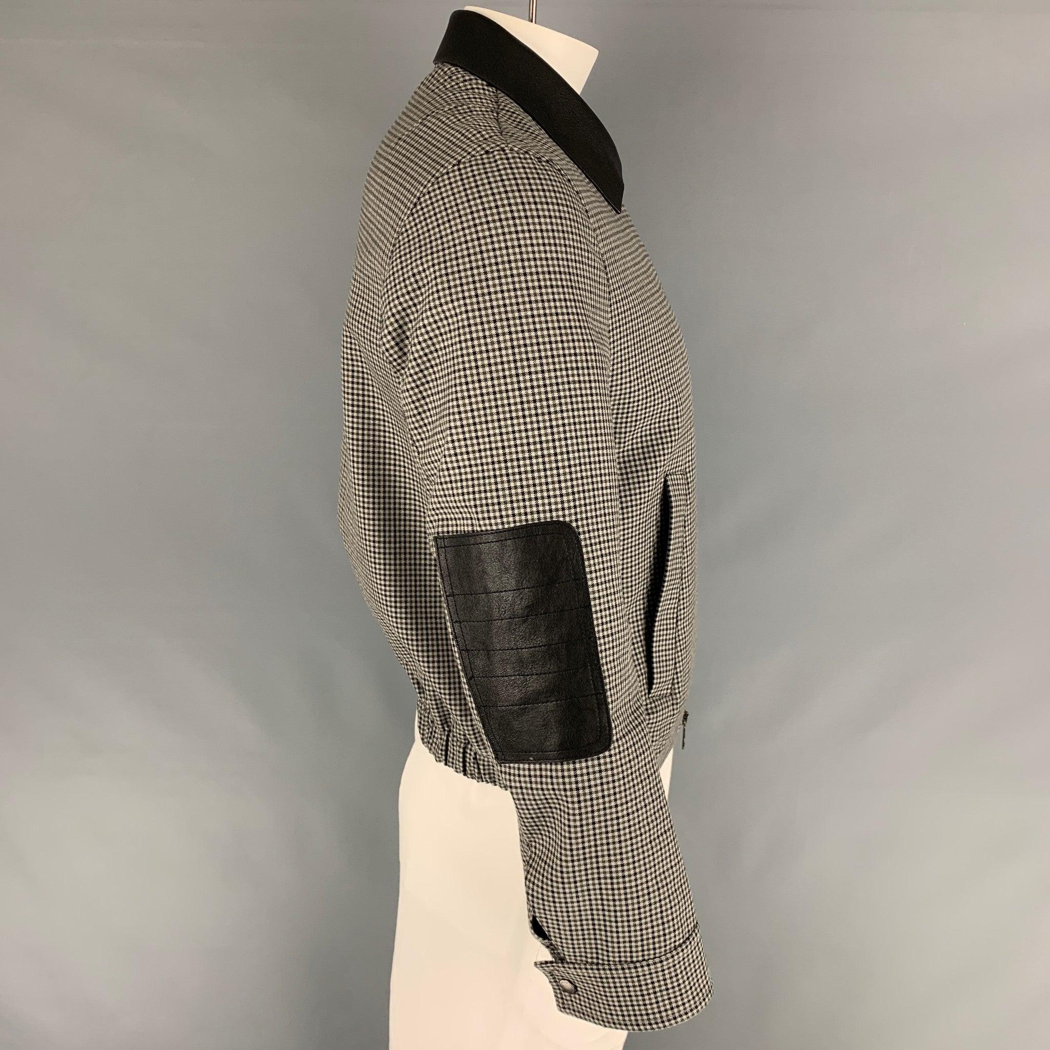NEIL BARRETT Size 42 Grey Black Checkered Zip Up Jacket In Excellent Condition For Sale In San Francisco, CA