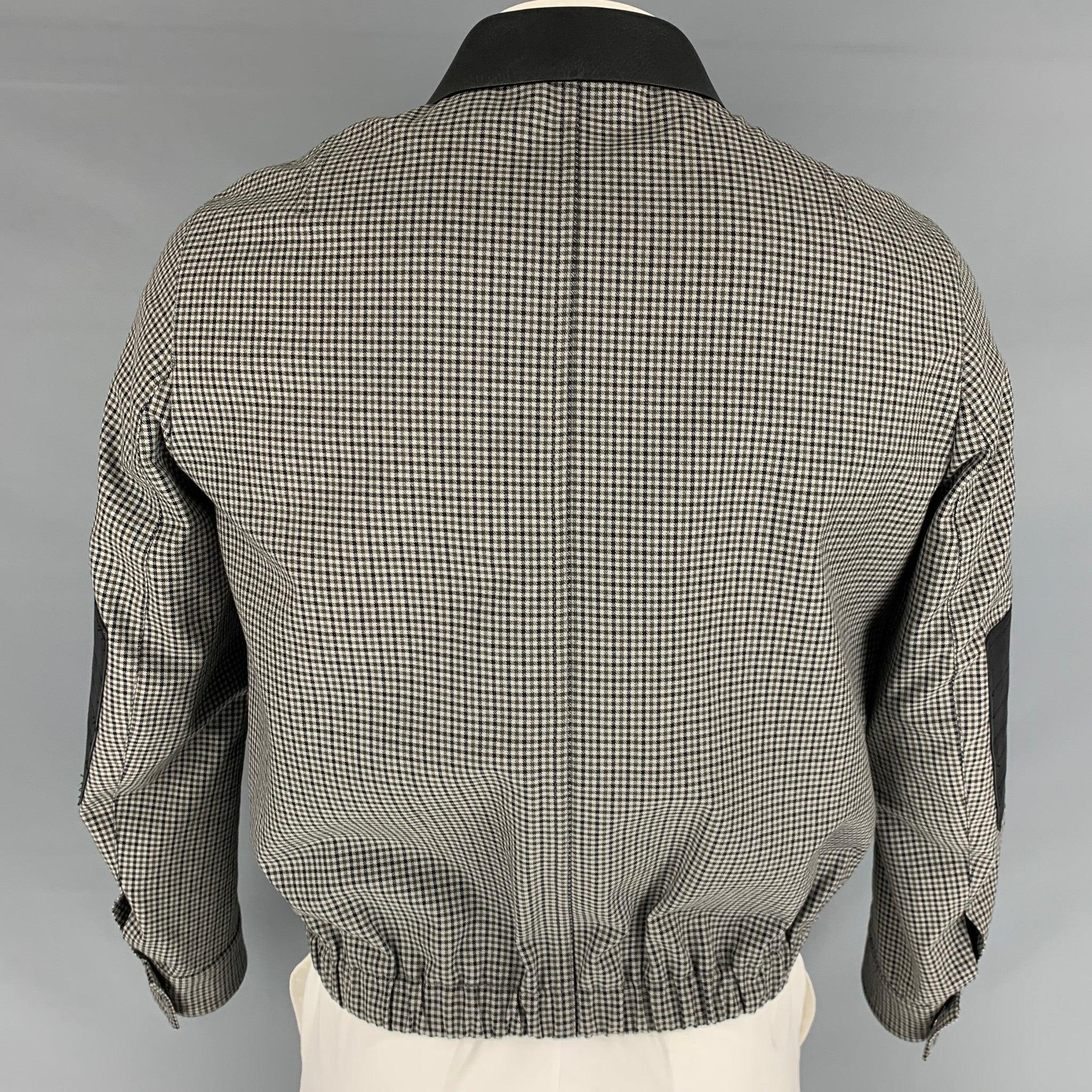 Men's NEIL BARRETT Size 42 Grey Black Checkered Zip Up Jacket For Sale