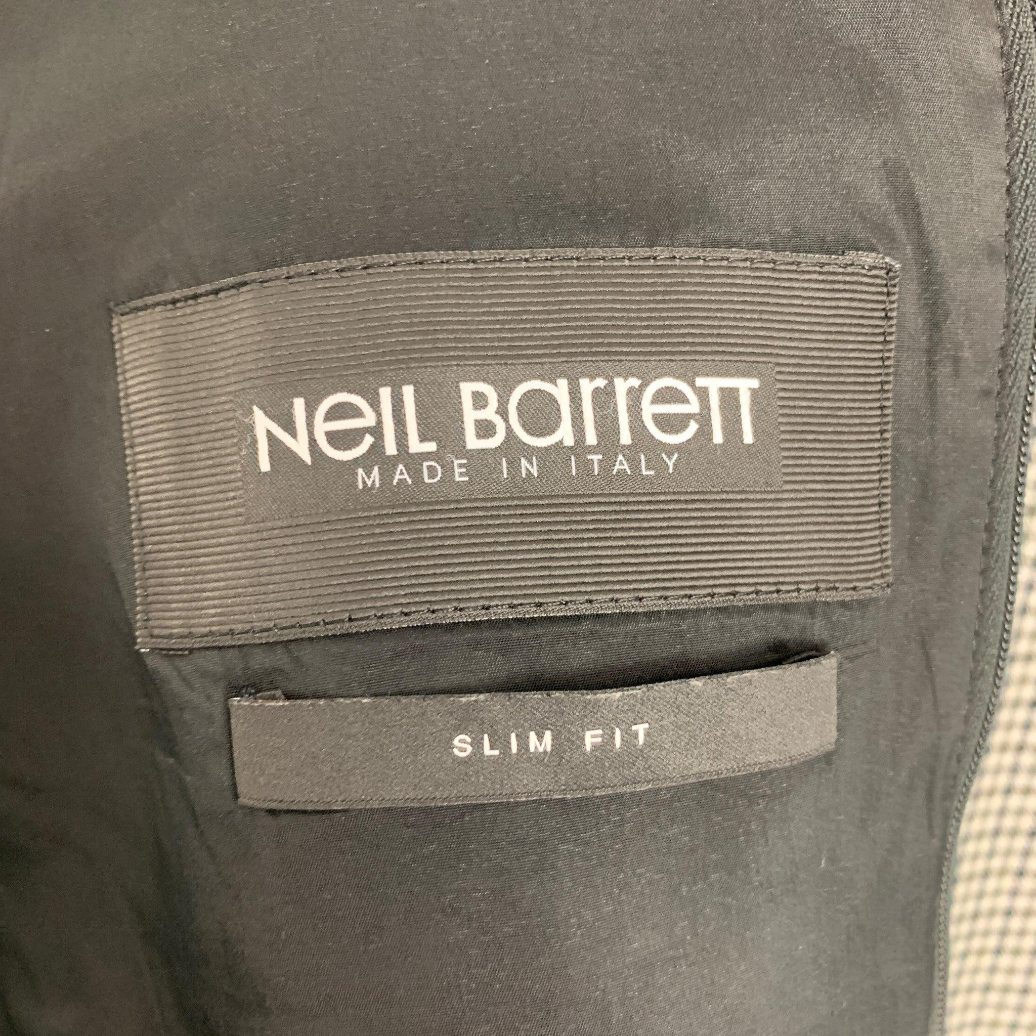 NEIL BARRETT Size 42 Grey Black Checkered Zip Up Jacket For Sale 1