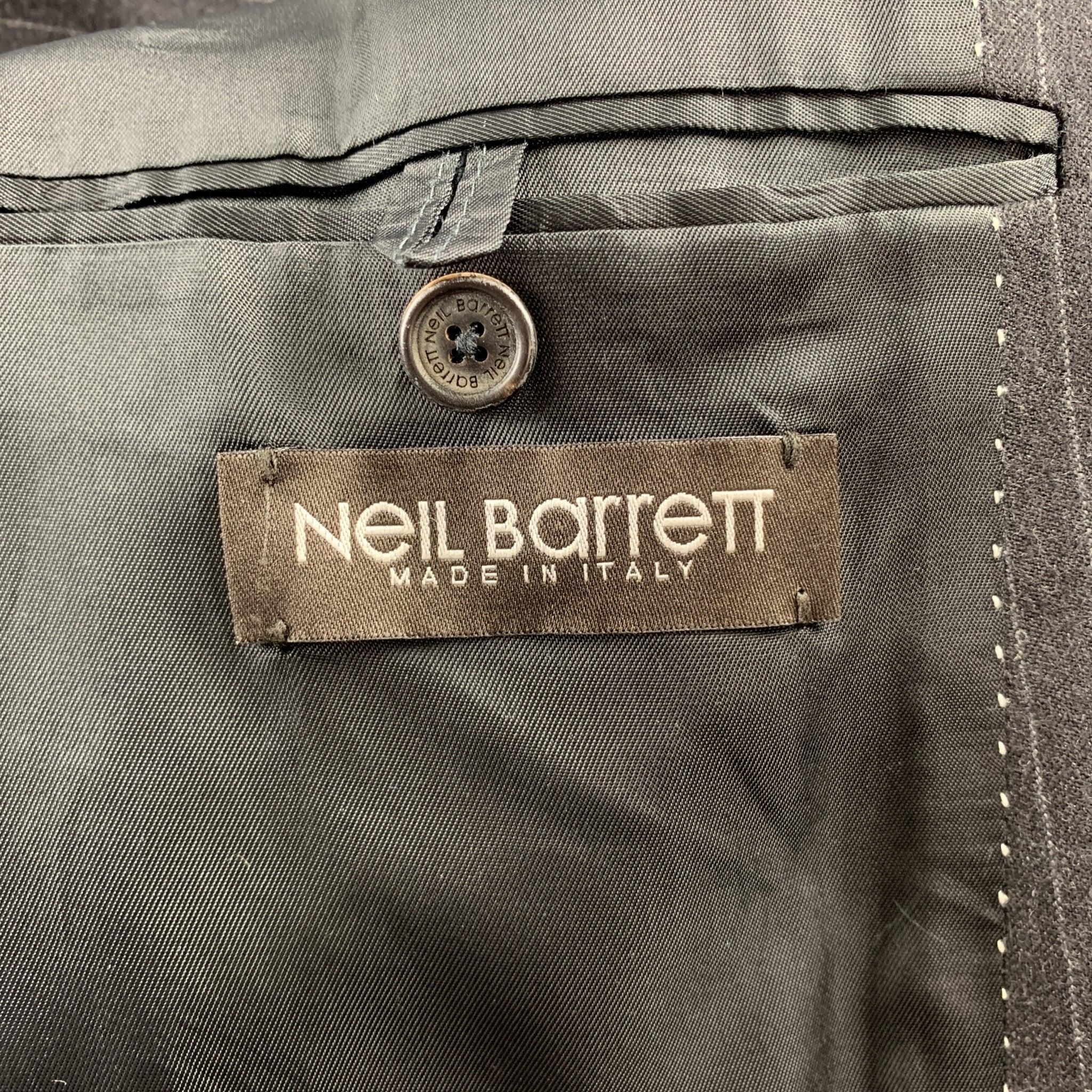 NEIL BARRETT Size 42 Regular Charcoal Stripe Wool Notch Lapel Suit For Sale 6