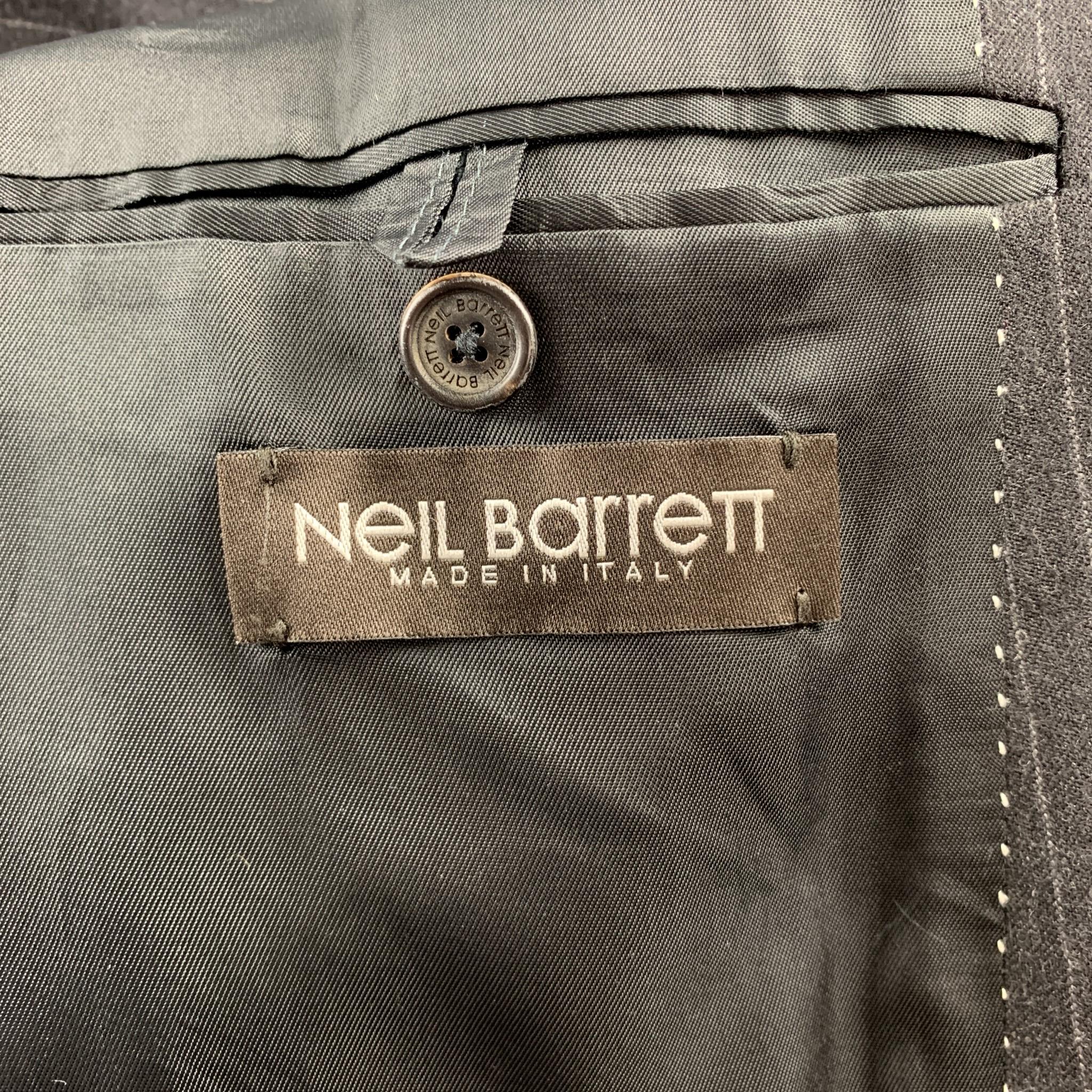NEIL BARRETT Size 42 Regular Charcoal Stripe Wool Notch Lapel Suit 2