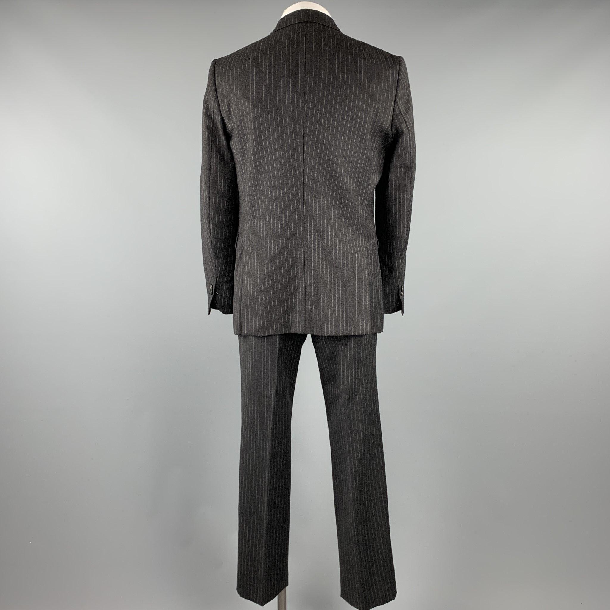 Men's NEIL BARRETT Size 42 Regular Charcoal Stripe Wool Notch Lapel Suit For Sale