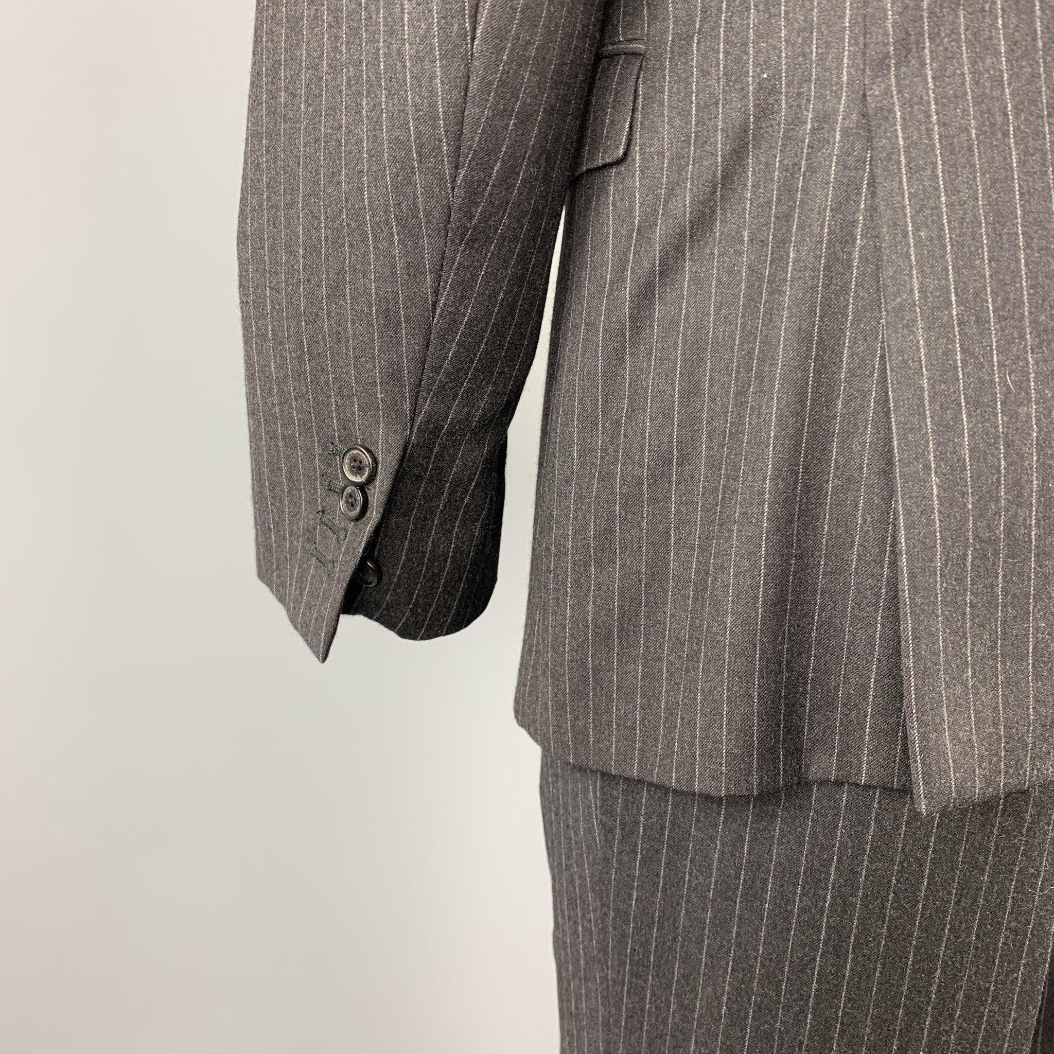 NEIL BARRETT Size 42 Regular Charcoal Stripe Wool Notch Lapel Suit For Sale 1