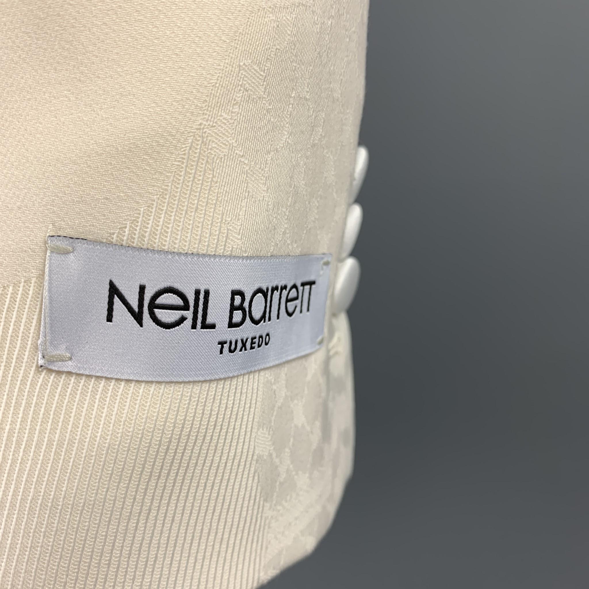 Beige NEIL BARRETT Size 44 Cream Jacquard Wool Peak Lapel Sport Coat