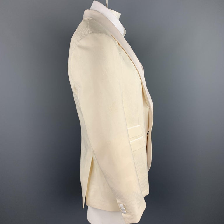 NEIL BARRETT Size 44 Cream Jacquard Wool Shawl Lapel Sport Coat For ...
