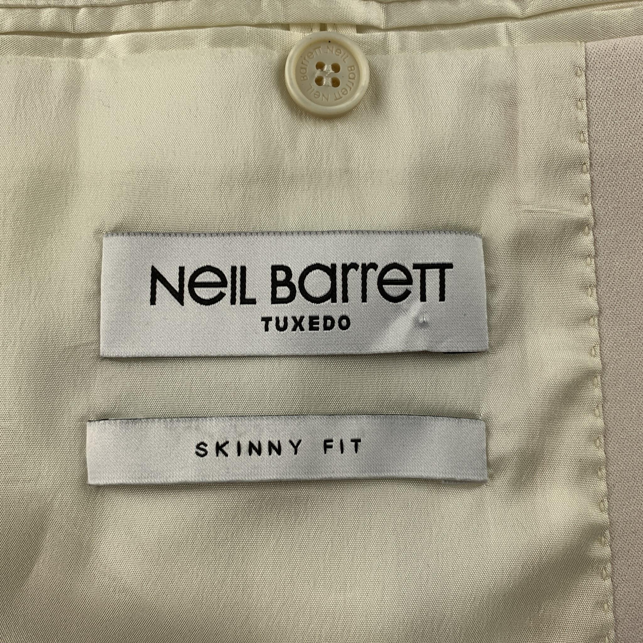 Men's NEIL BARRETT Size 44 Cream Jacquard Wool Shawl Lapel Sport Coat