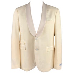 NEIL BARRETT Size 44 Cream Jacquard Wool Shawl Lapel Sport Coat