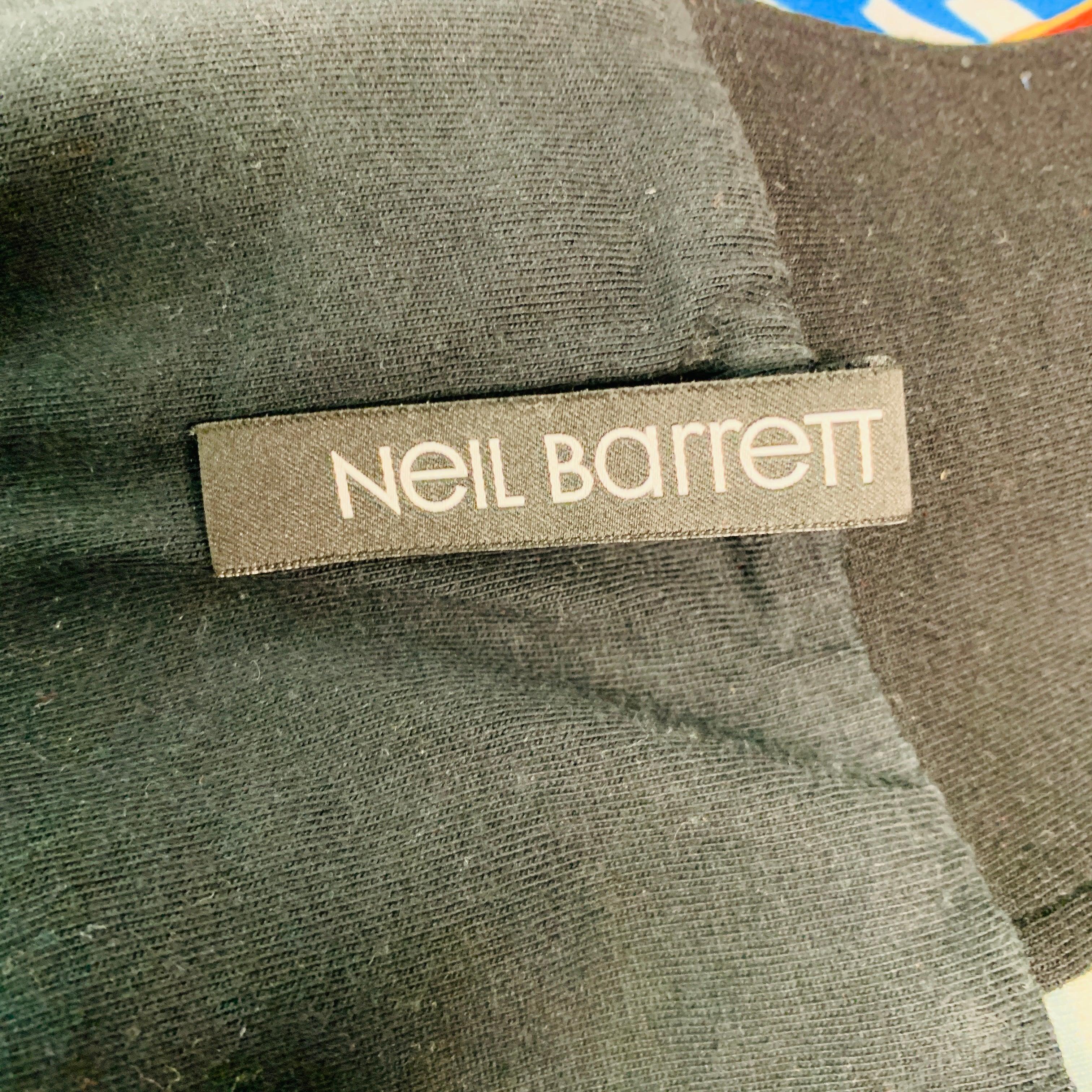 NEIL BARRETT Size L Black Multi Color Print Hooded Jacket For Sale 1