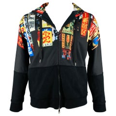NEIL BARRETT Size L Black Multi Color Print Hooded Jacket