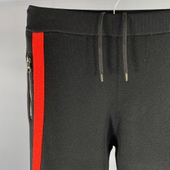 NEIL BARRETT Size L Black Red Color Block Wool Joggers Casual Pants
