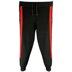 NEIL BARRETT Size L Black Red Color Block Wool Joggers Casual Pants