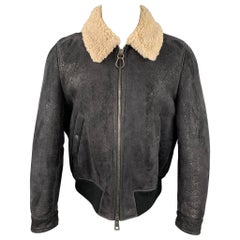 NEIL BARRETT Size L Black Textured Lambskin Zip Up Jacket