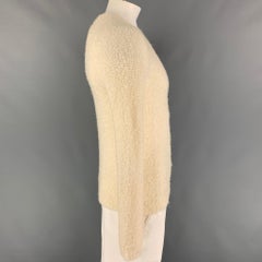 NEIL BARRETT Größe L Cremefarbener Pullover aus Acryl-Kamelhaar-Mischung mit Rundhalsausschnitt