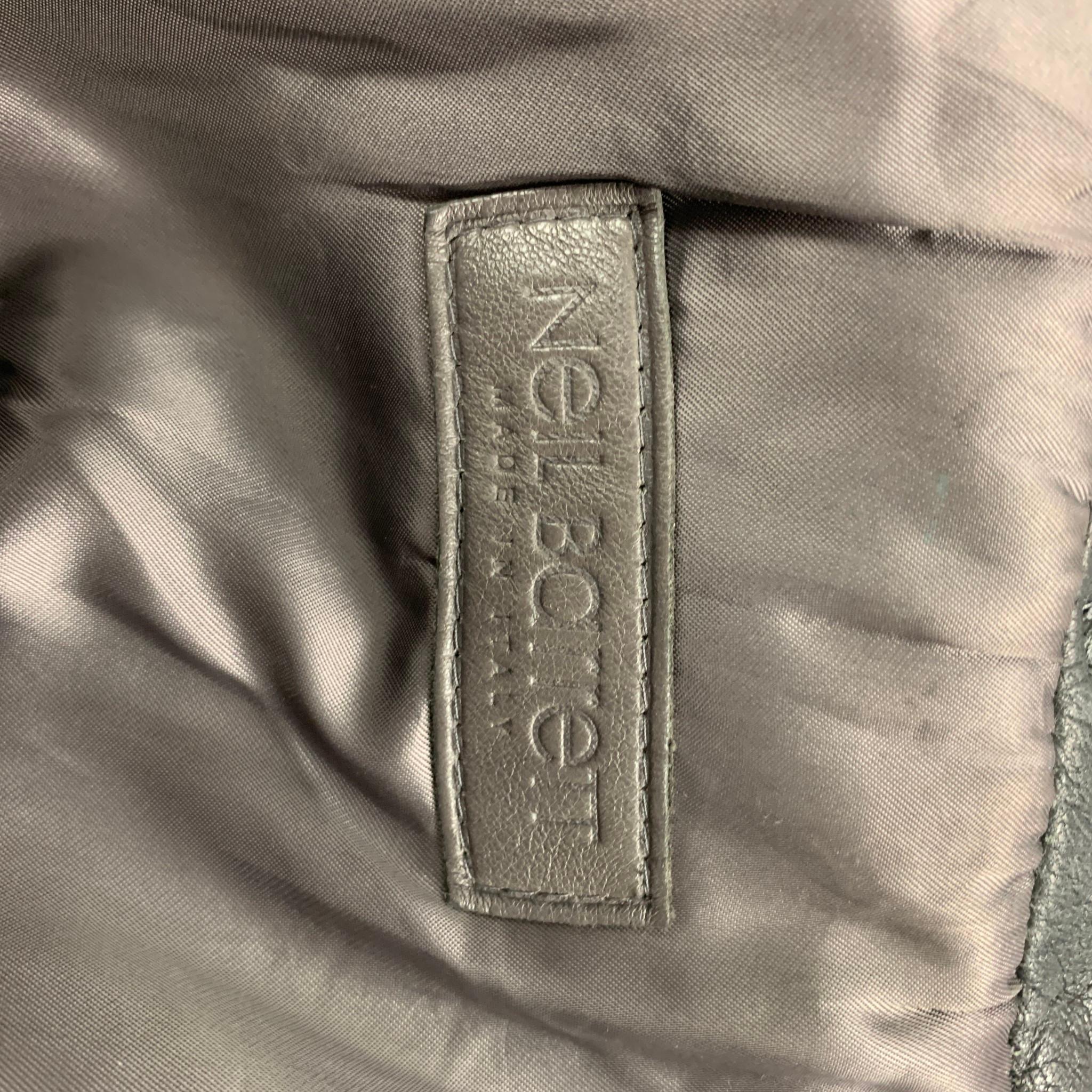 NEIL BARRETT Size L Smoke Gray Distressed Leather Utility Jacket In Good Condition In San Francisco, CA