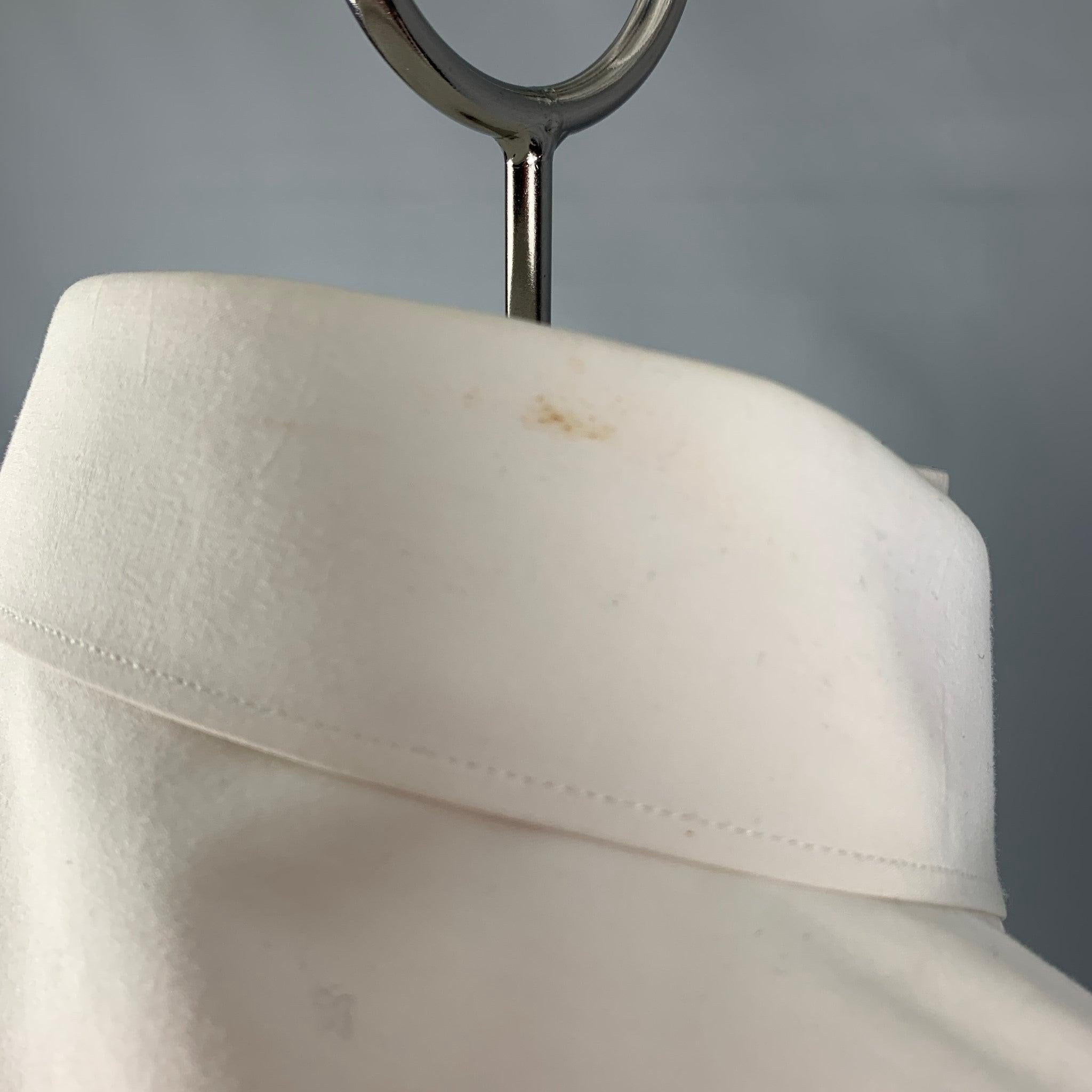Men's NEIL BARRETT Size L White Black Print Cotton Button Up Long Sleeve Shirt For Sale
