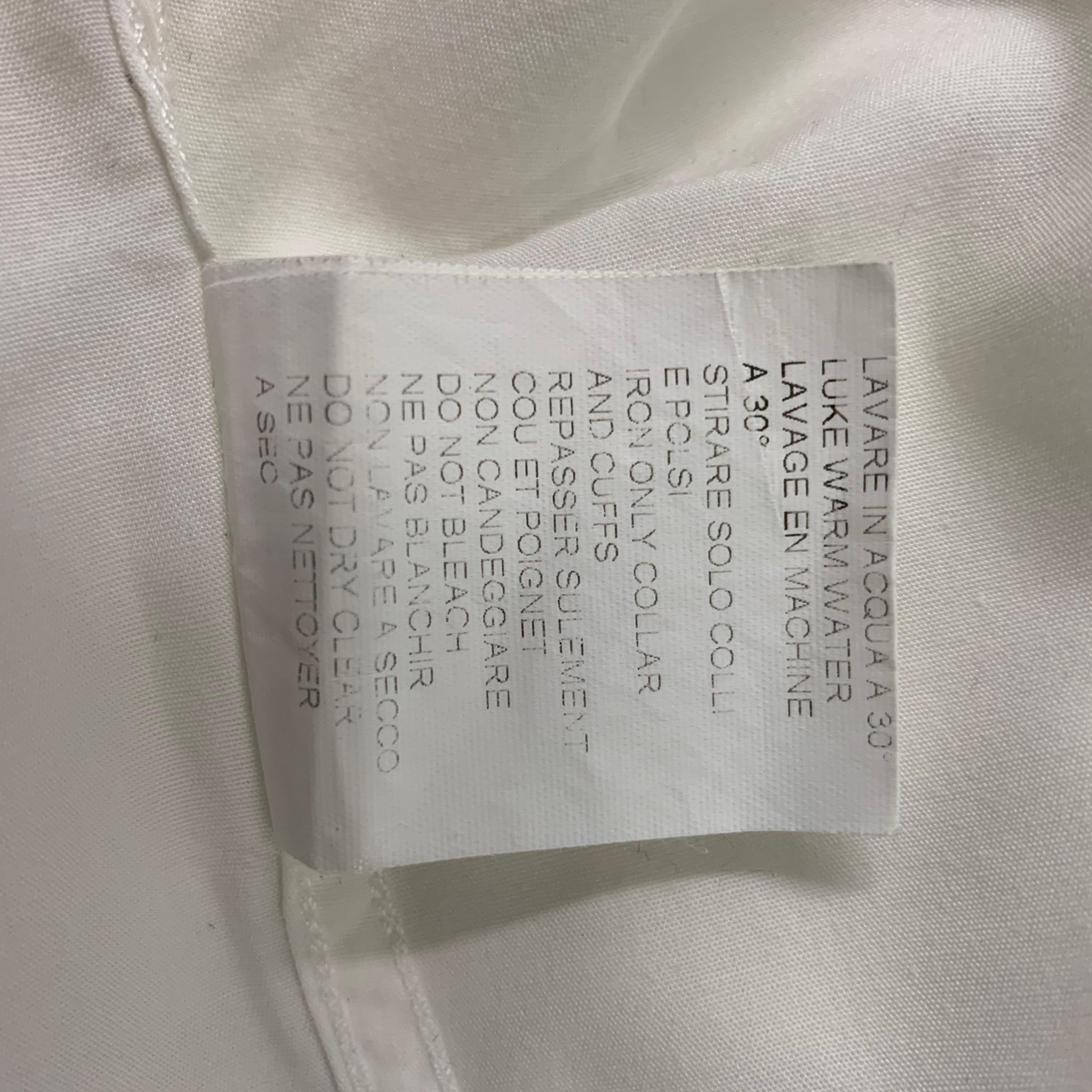 NEIL BARRETT Size L White Black Print Cotton Button Up Long Sleeve Shirt 1