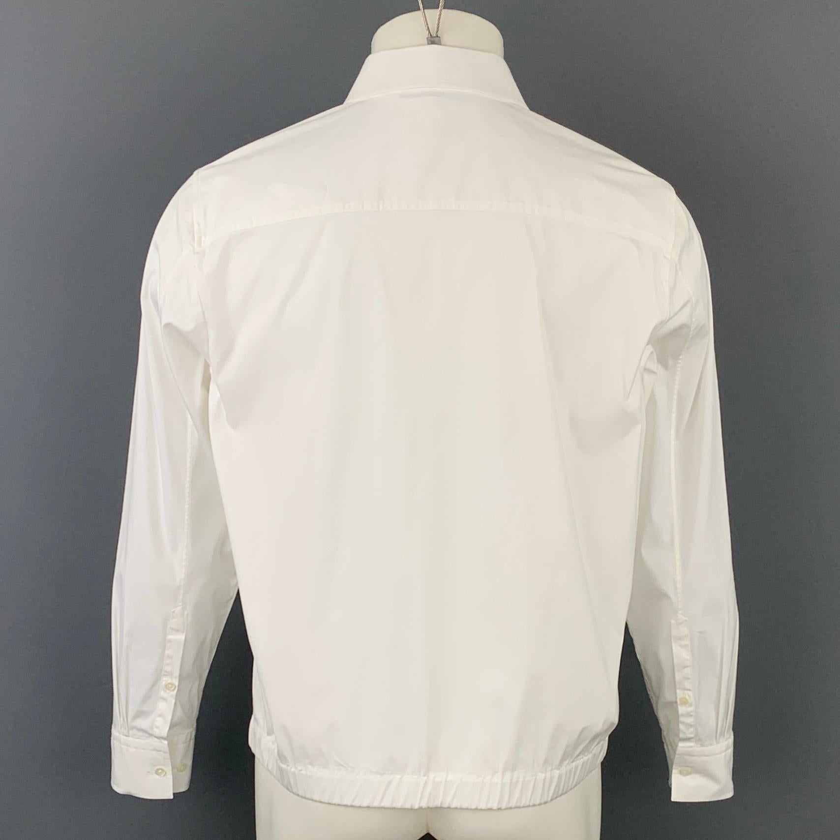 NEIL BARRETT Size L White Cotton Blend Elastic Waistband Long Sleeve Shirt In Good Condition In San Francisco, CA