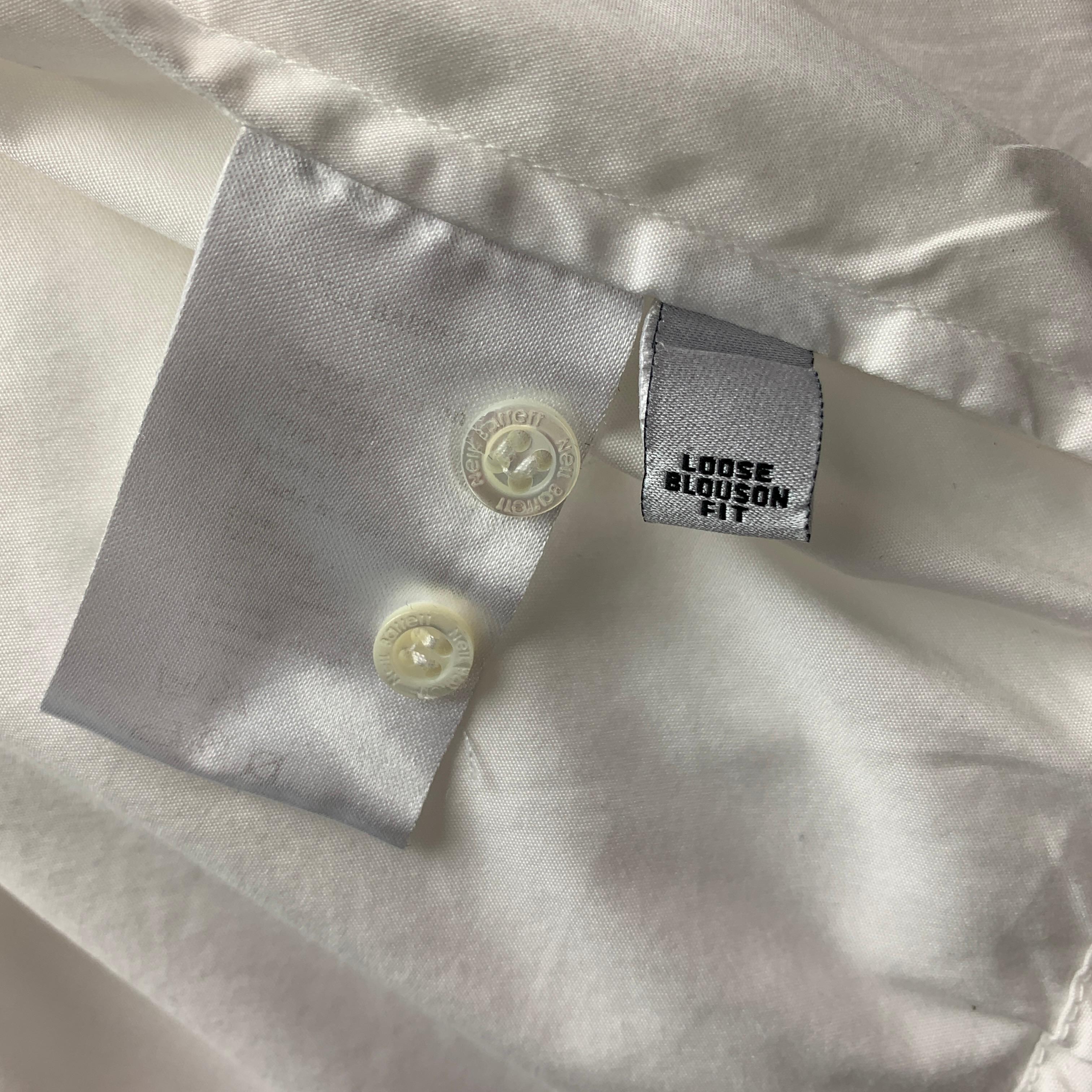 Men's NEIL BARRETT Size L White Cotton Blend Elastic Waistband Long Sleeve Shirt