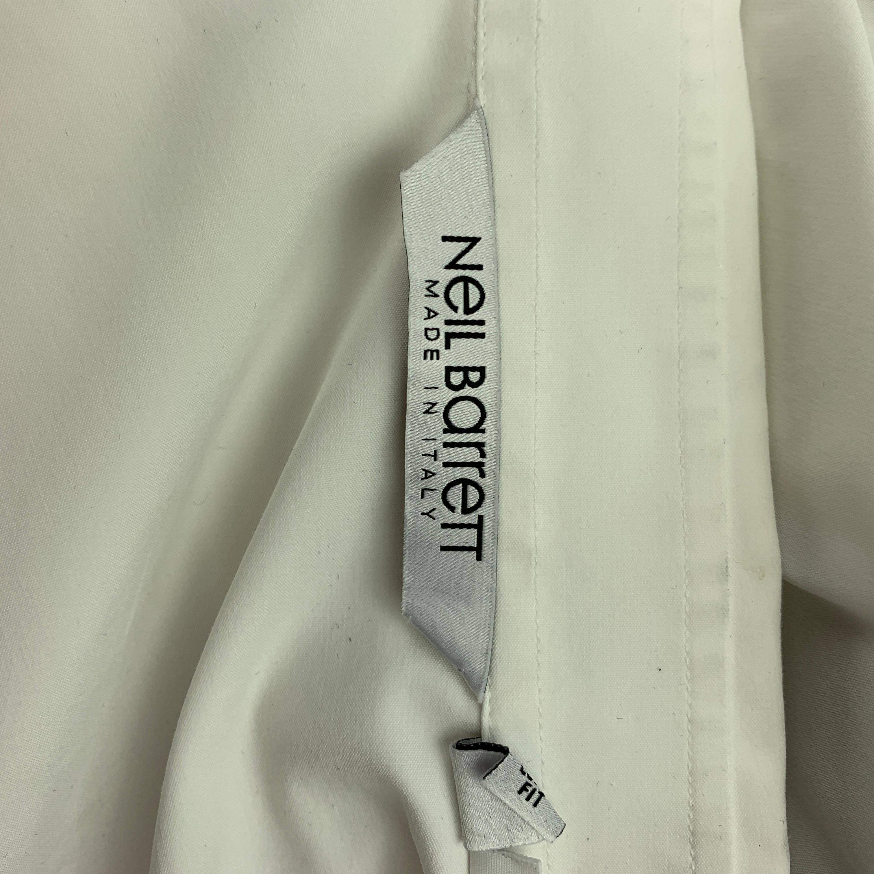 NEIL BARRETT Size L White Cotton Blend Elastic Waistband Long Sleeve Shirt 1