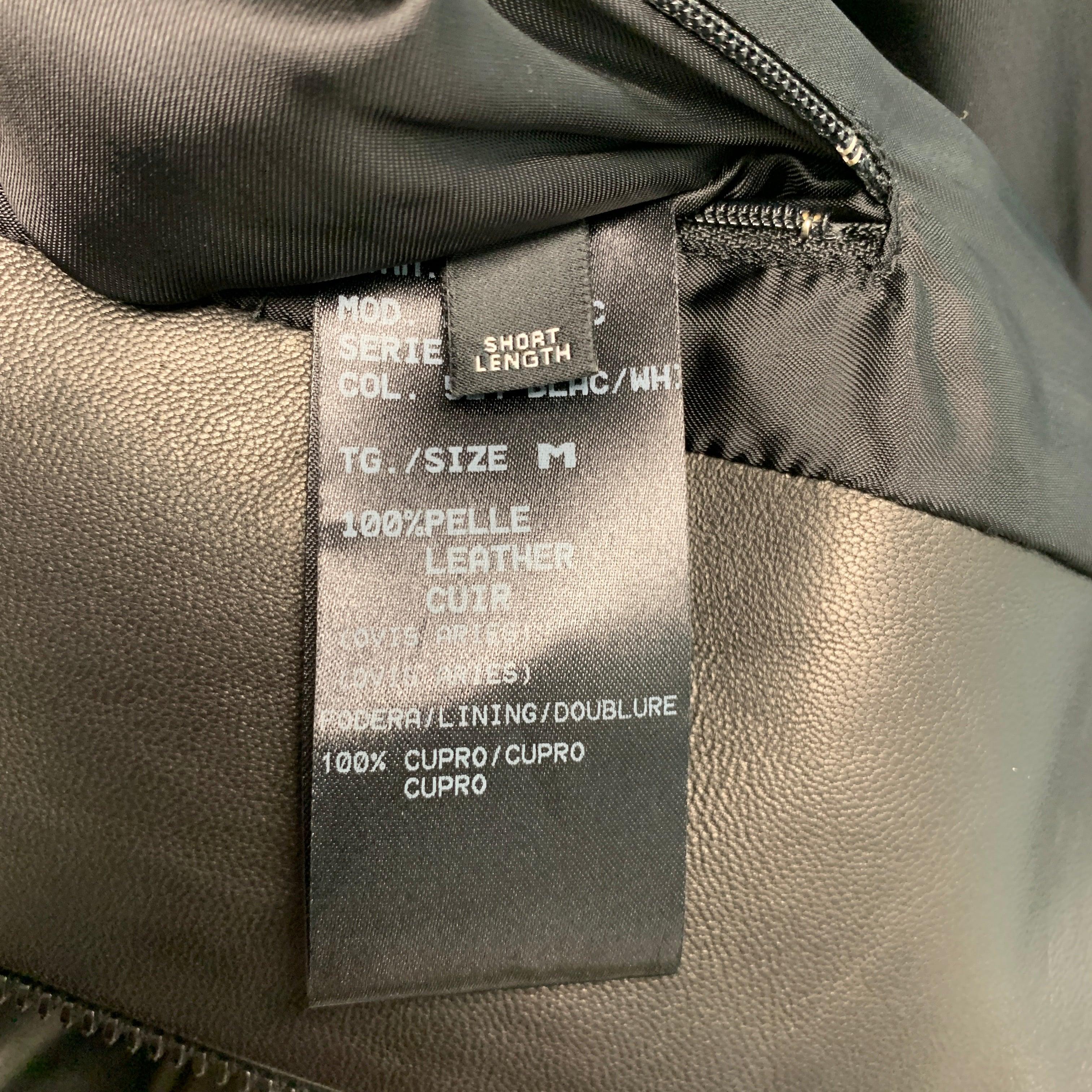 NEIL BARRETT Talla M Chaqueta de piel acolchada blanca negra con cremallera en venta 2