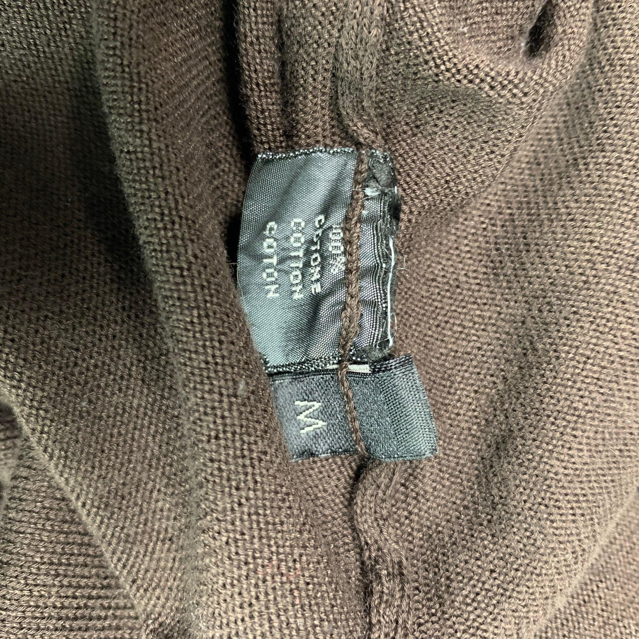 Men's NEIL BARRETT Size M Brown Green Stripe Cotton Crew Neck Pullover For Sale