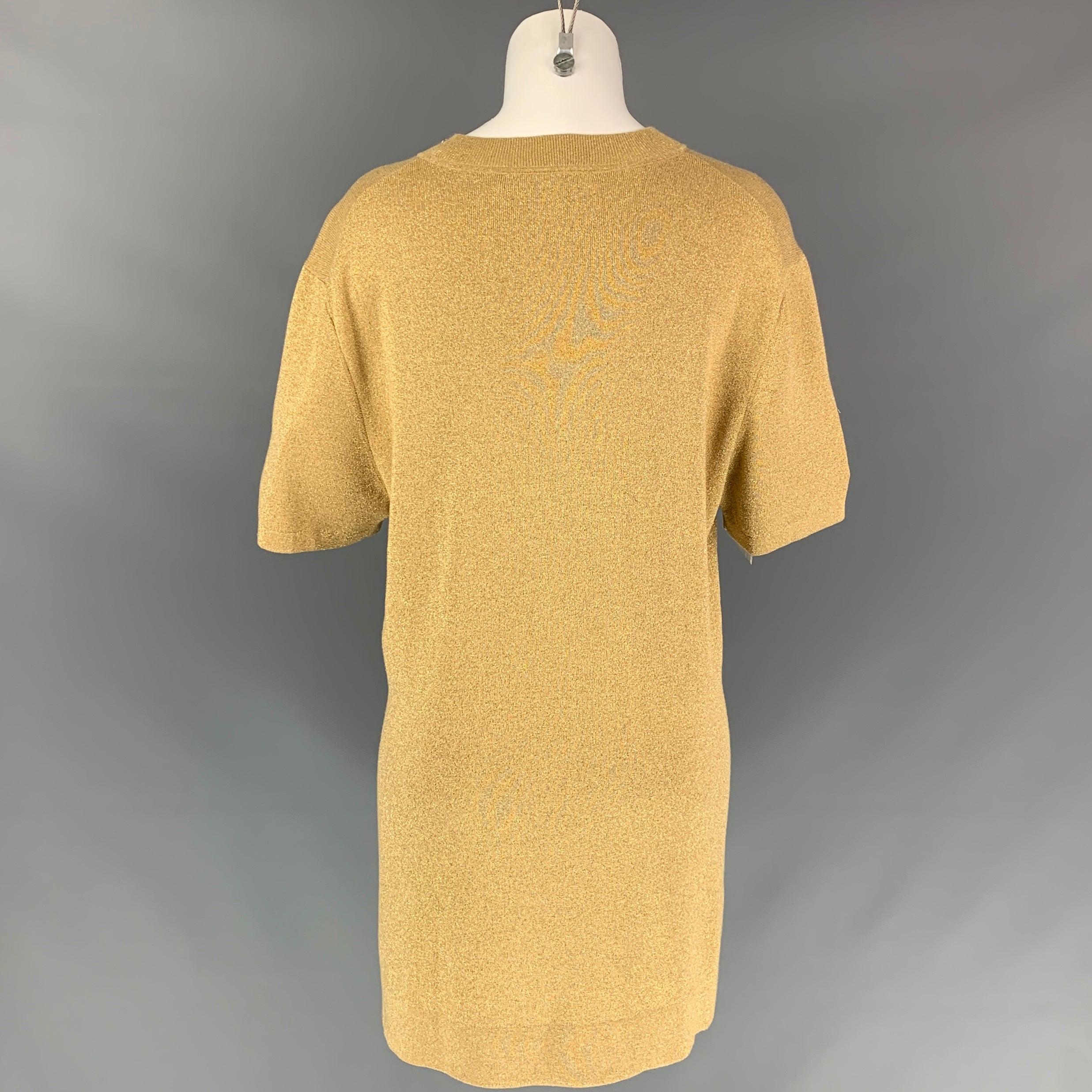 Men's NEIL BARRETT Size M Gold Gold Metallic Polyester Blend Long Pullover For Sale