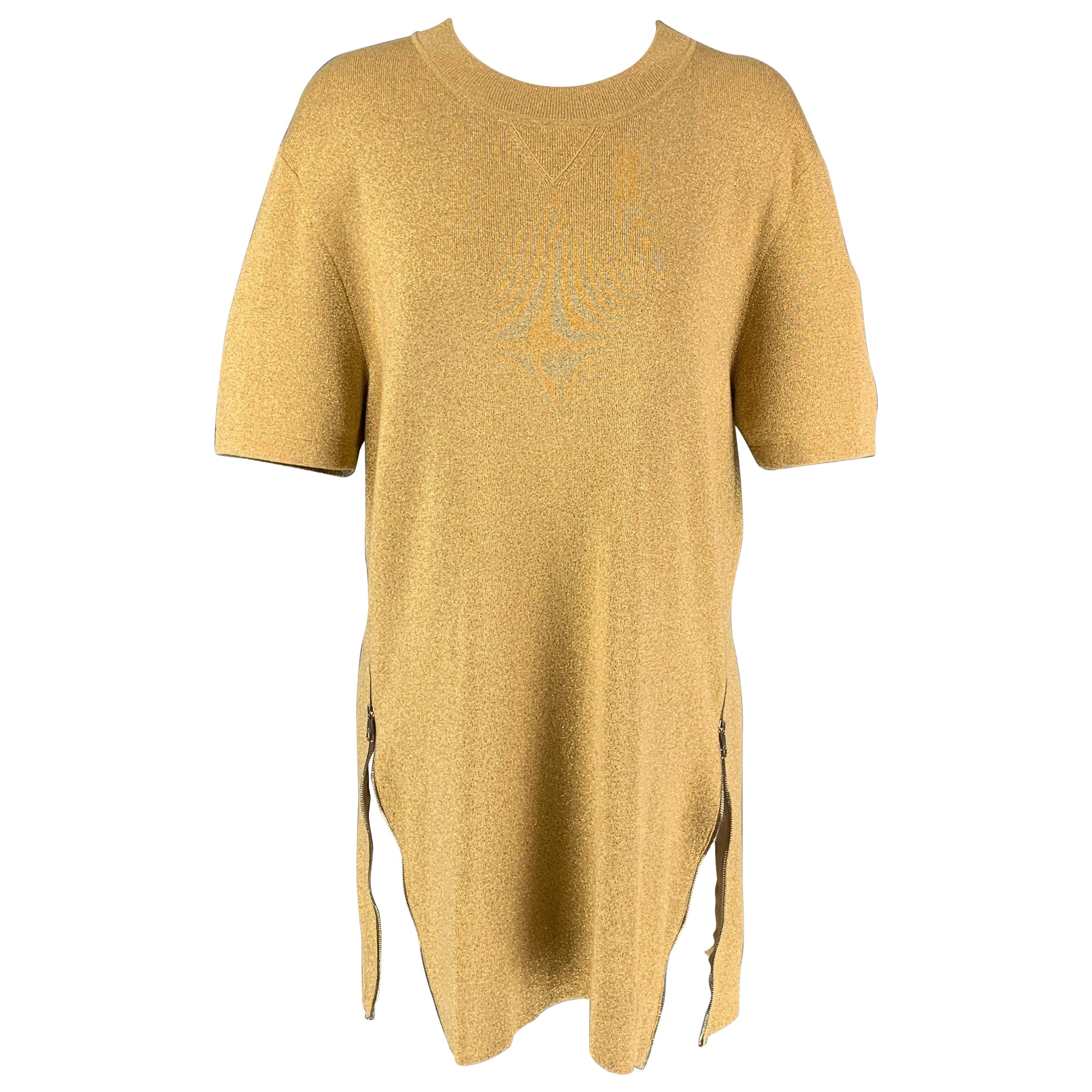 NEIL BARRETT Pullover lungo in misto poliestere metallizzato oro taglia M