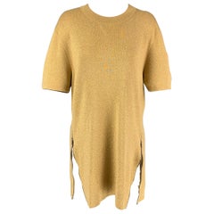 NEIL BARRETT Pullover lungo in misto poliestere metallizzato oro taglia M