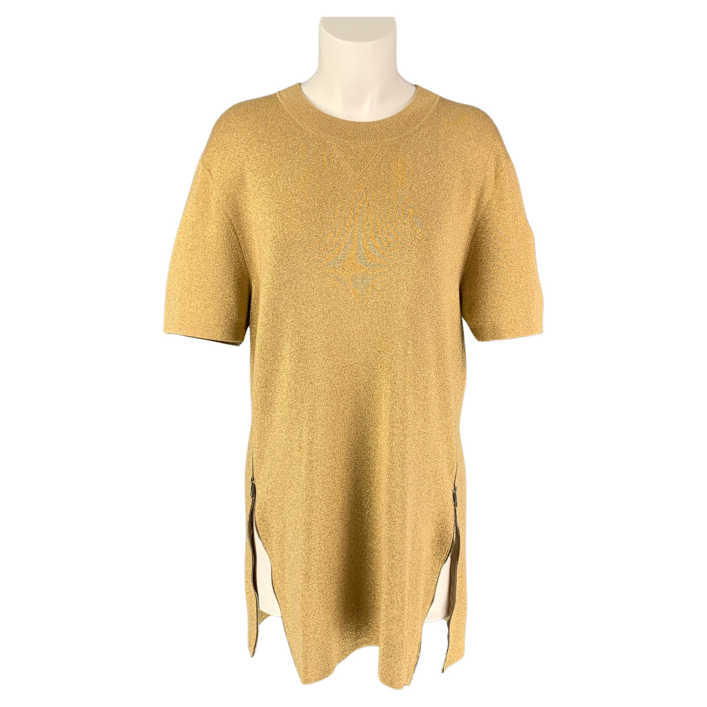 NEIL BARRETT Size M Gold Metallic Polyester Blend Long Pullover