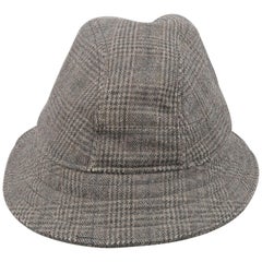 NEIL BARRETT Size M Gray Glenplaid Wool Blend Fedora Hat