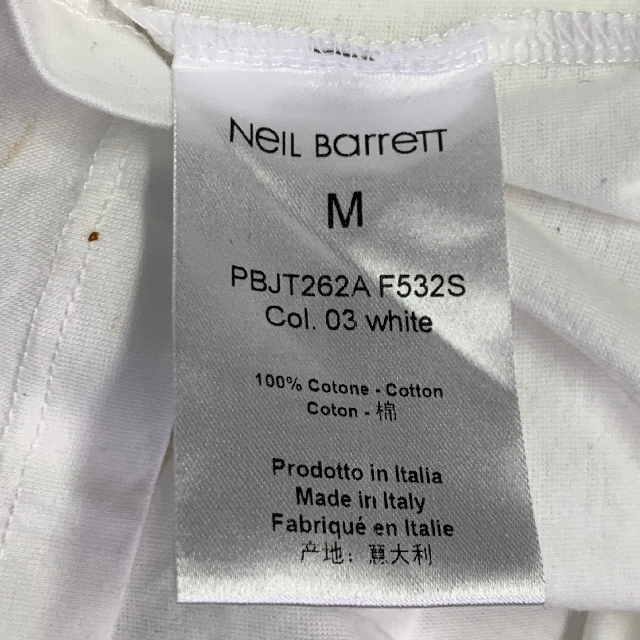 NEIL BARRETT Taglia M Sid McQueen Hybrid Mugshot White Black Print Cotone Loose Fit Crew Neck T-shirt in vendita 5