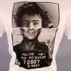 NEIL BARRETT Size M Sid McQueen Hybrid Mugshot White Black Print Cotton Loose Fit Crew Neck T-shirt