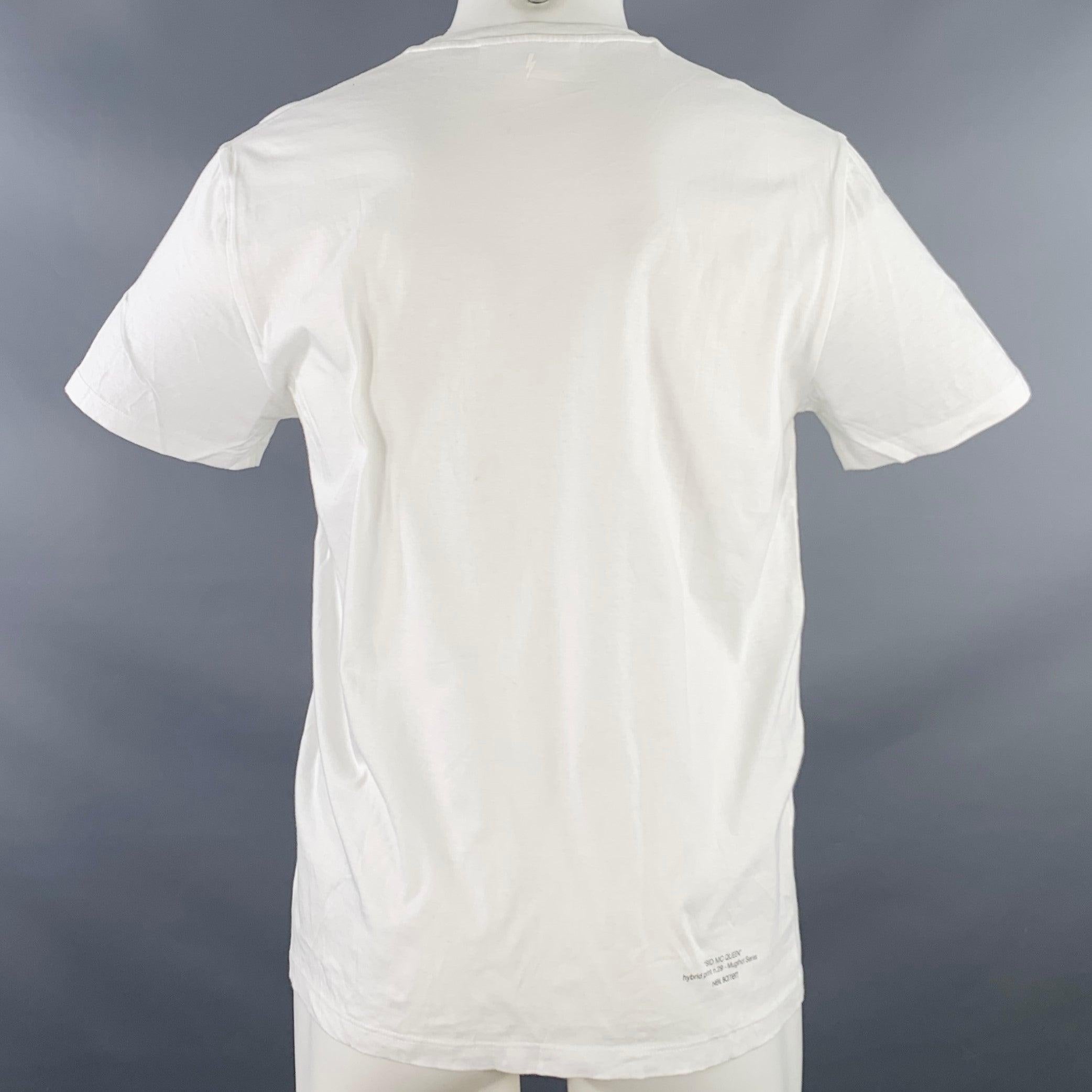 NEIL BARRETT Taglia M Sid McQueen Hybrid Mugshot White Black Print Cotone Loose Fit Crew Neck T-shirt In condizioni buone in vendita a San Francisco, CA