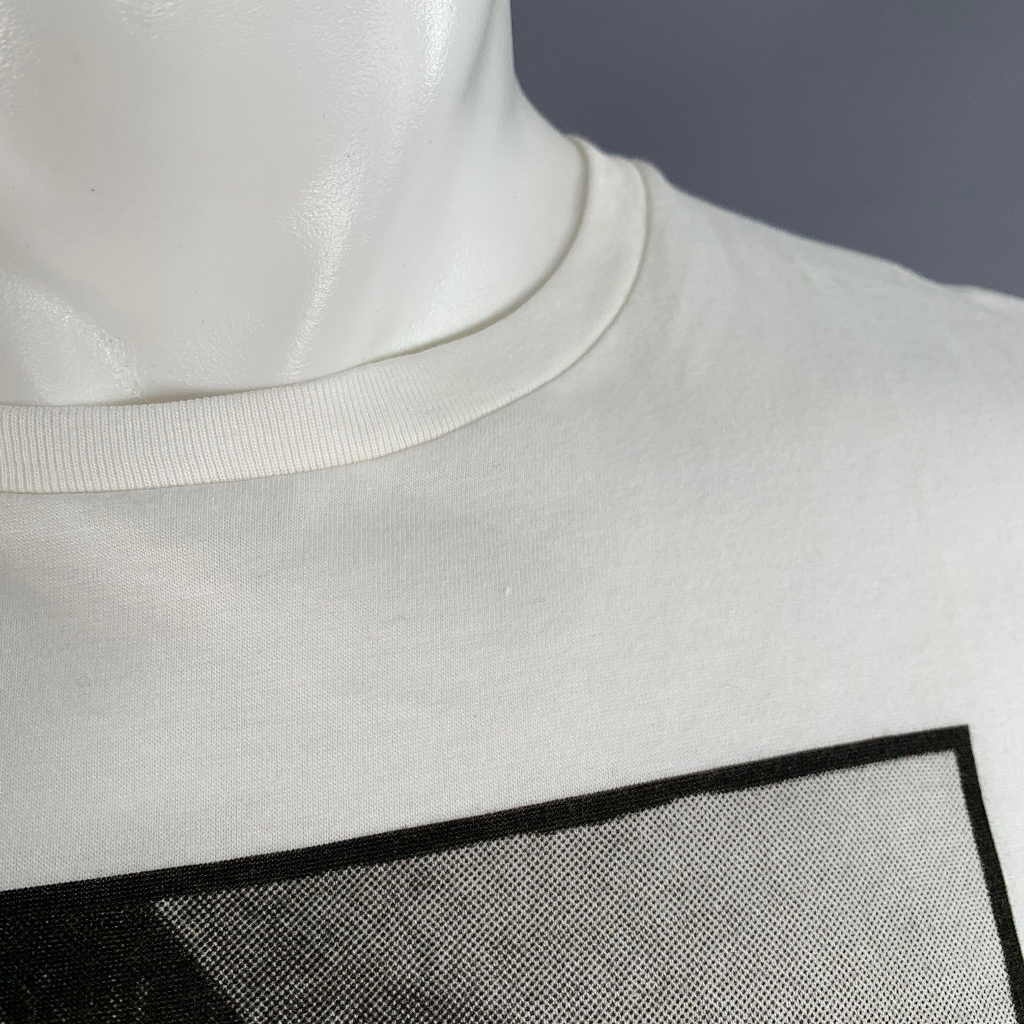 NEIL BARRETT Taglia M Sid McQueen Hybrid Mugshot White Black Print Cotone Loose Fit Crew Neck T-shirt in vendita 1