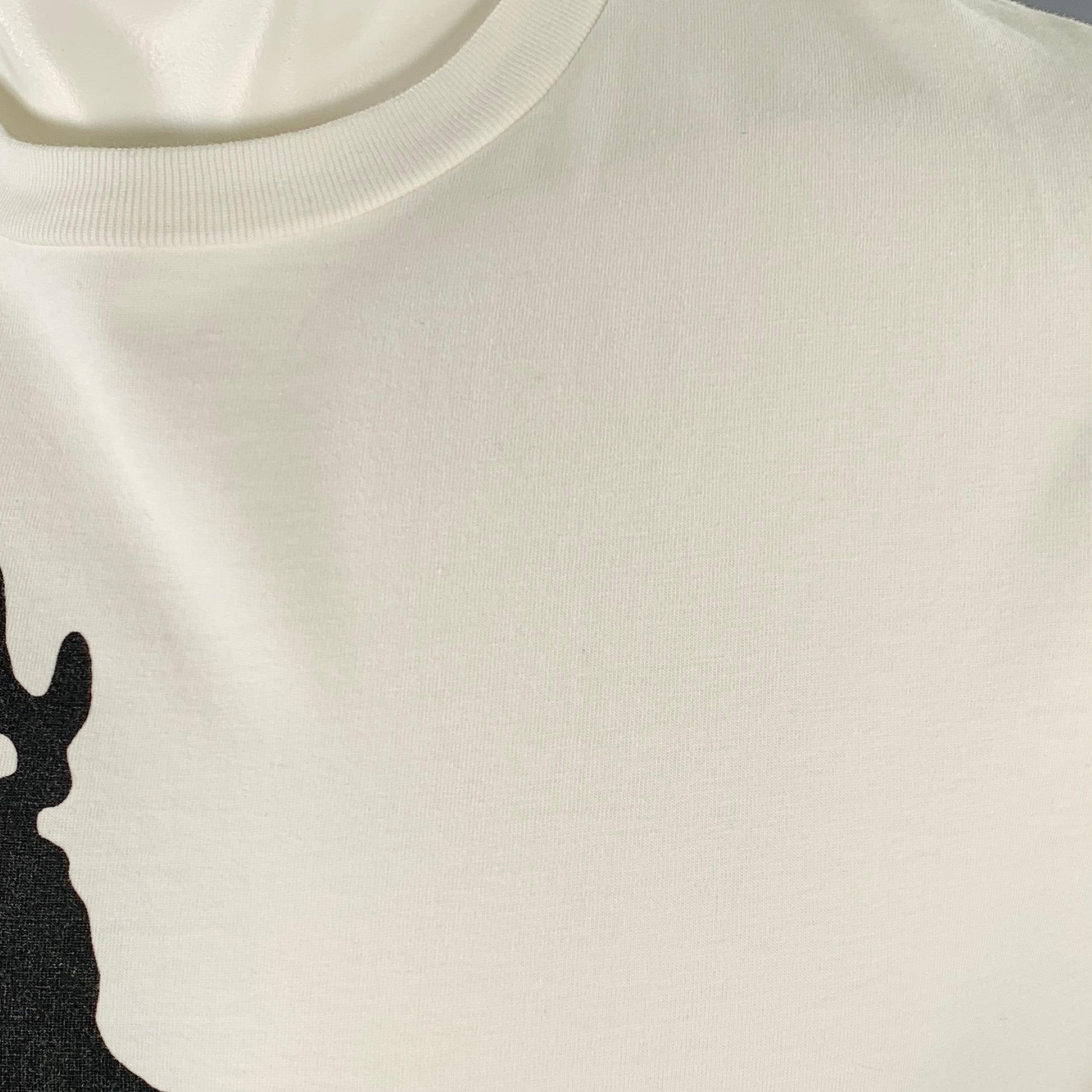 NEIL BARRETT Size M Siouxsie and the Banshees White Black Print Cotton Slim Fit Crew Neck T-shirt For Sale 1