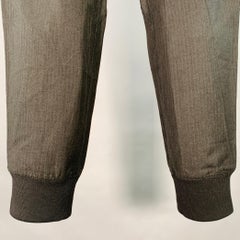 NEIL BARRETT Taille S Pantalon décontracté en laine vierge à chevrons noir avec ceinture élastique