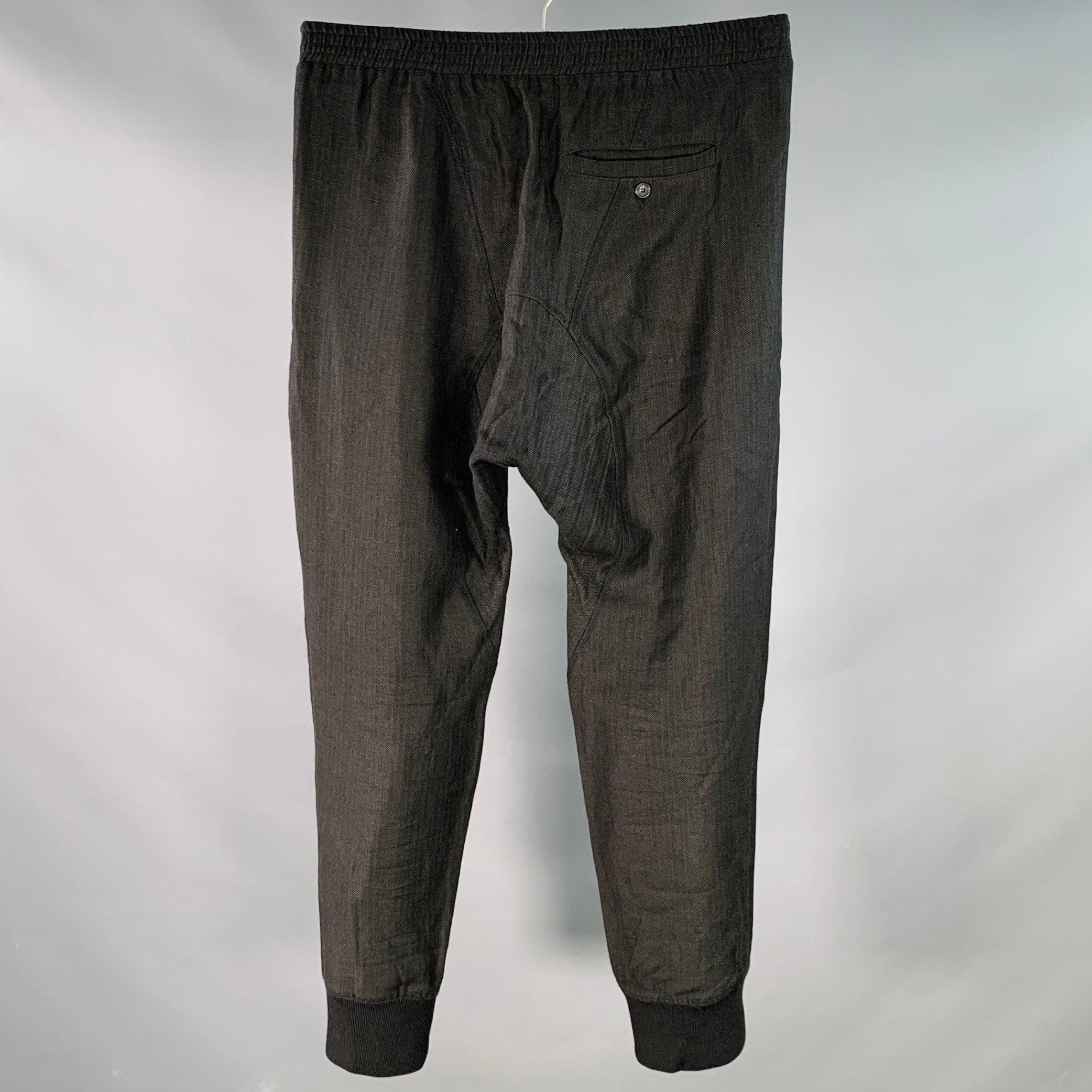 De los hombres NEIL BARRETT Talla S Negro Espiga Lana Virgen Cintura Elástica Pantalones Casual en venta