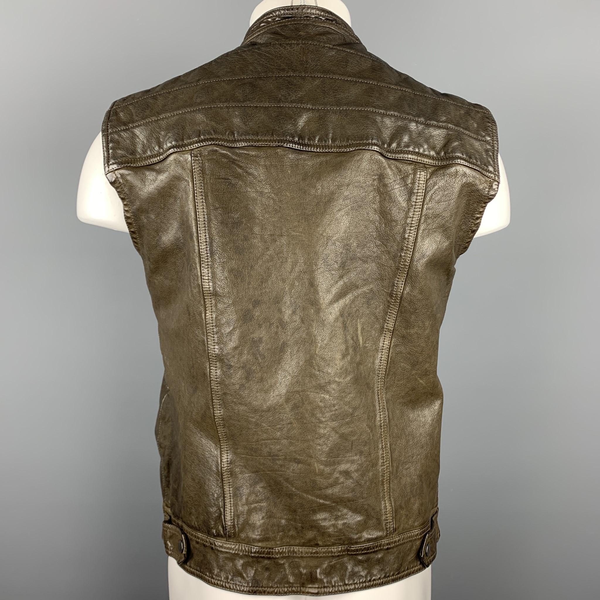 camo leather vest