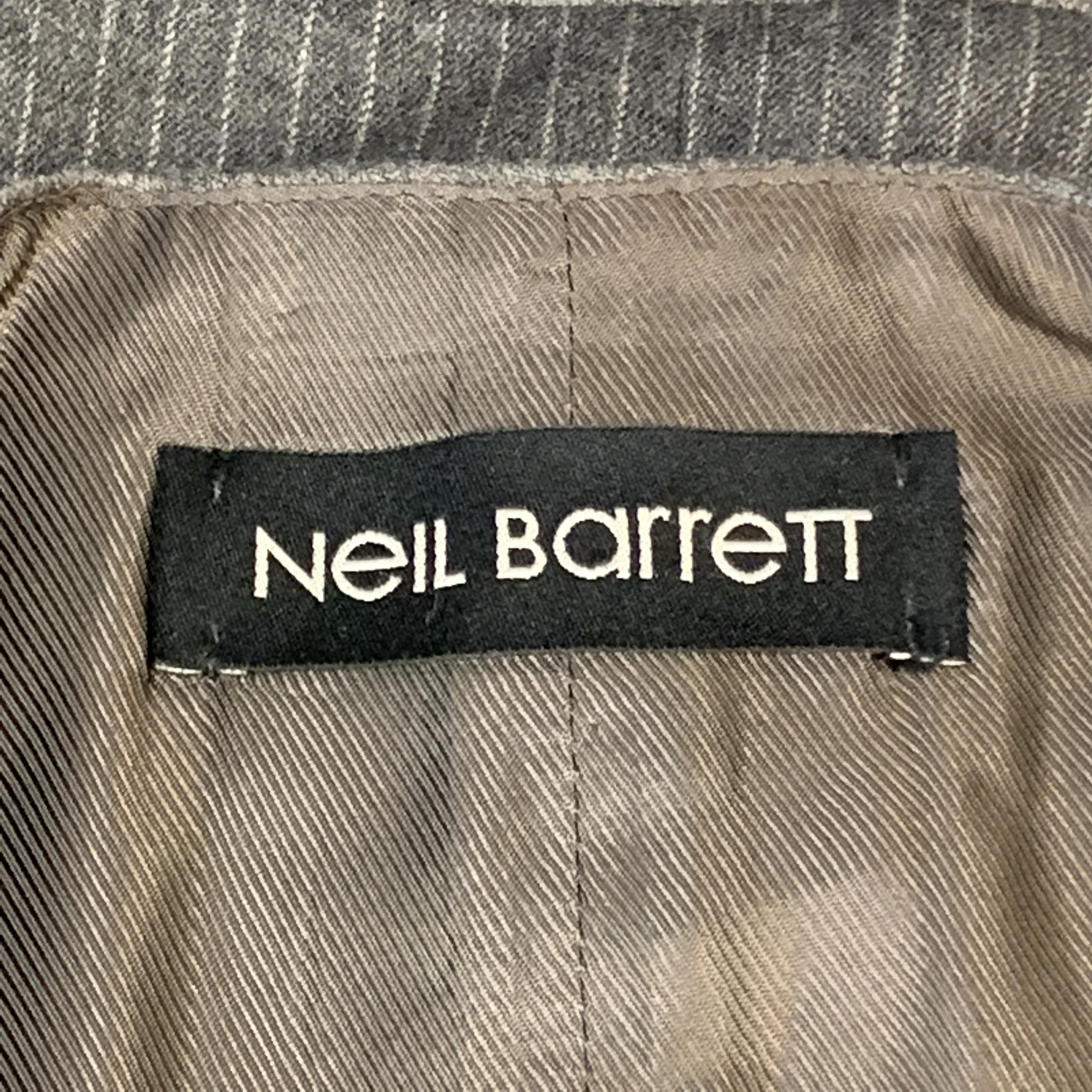 NEIL BARRETT Size S Gray Stripe Wool Notch Lapel Double Buttoned Vest 2