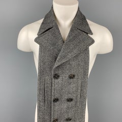 NEIL BARRETT Size S Grey & Charcoal Herringbone Wool Blend Scarf