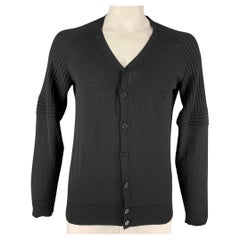 NEIL BARRETT Size XL Black Merino Wool V-Neck Cardigan