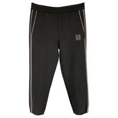 NEIL BARRETT Pantaloni casual in viscosa a righe bianche e nere taglia XL