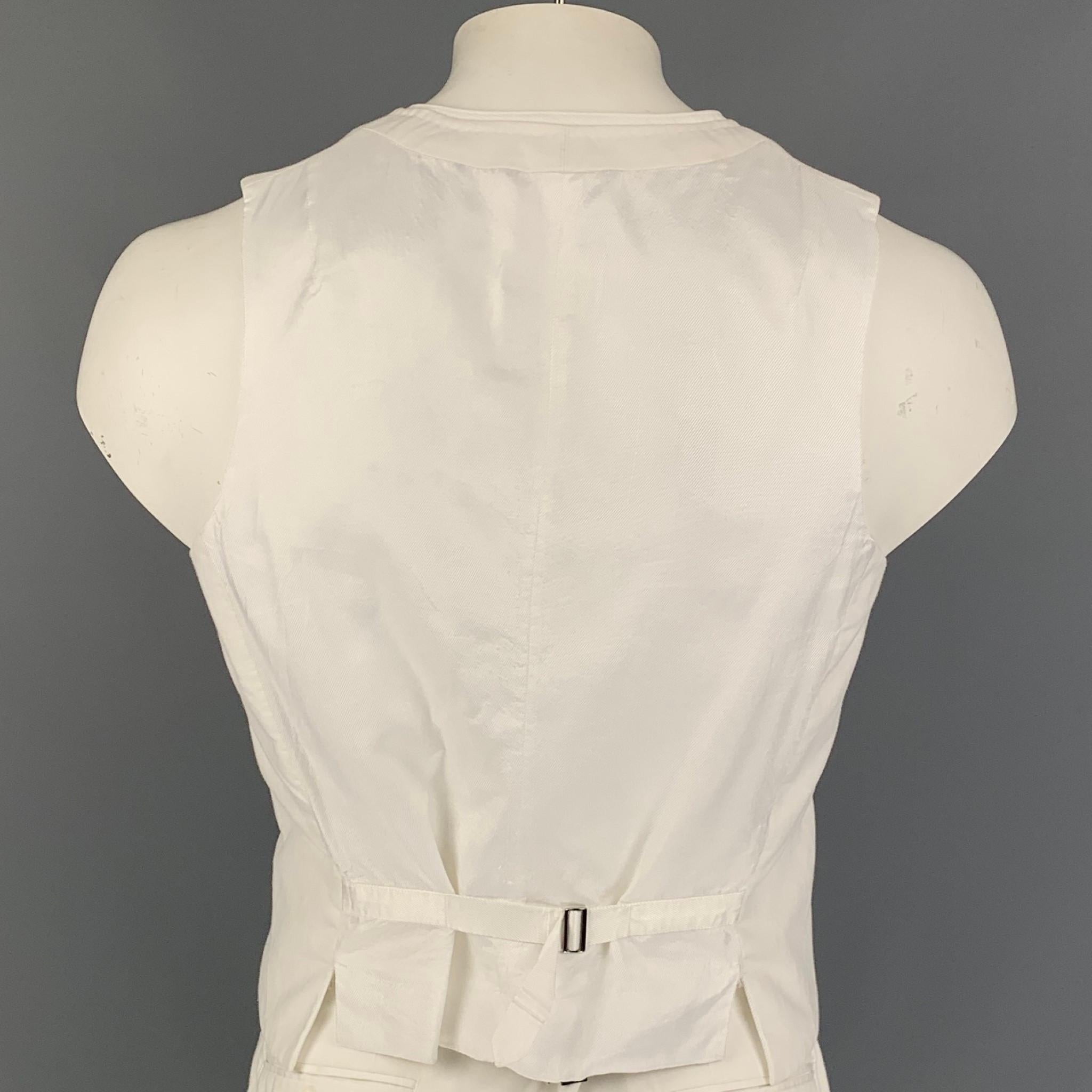 NEIL BARRETT Size XL White Cotton / Linen Buttoned Vest In Good Condition In San Francisco, CA