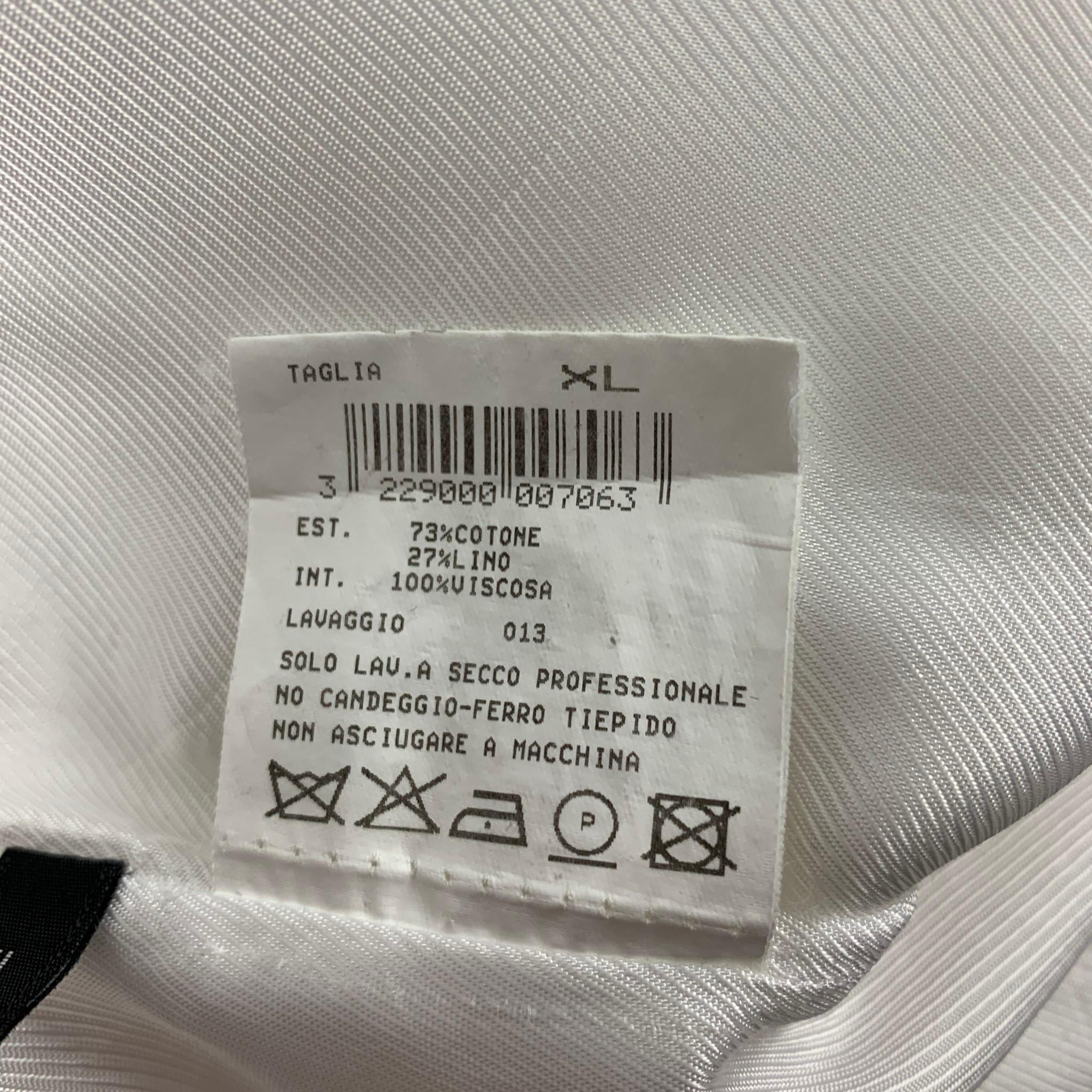 NEIL BARRETT Size XL White Cotton / Linen Buttoned Vest 1